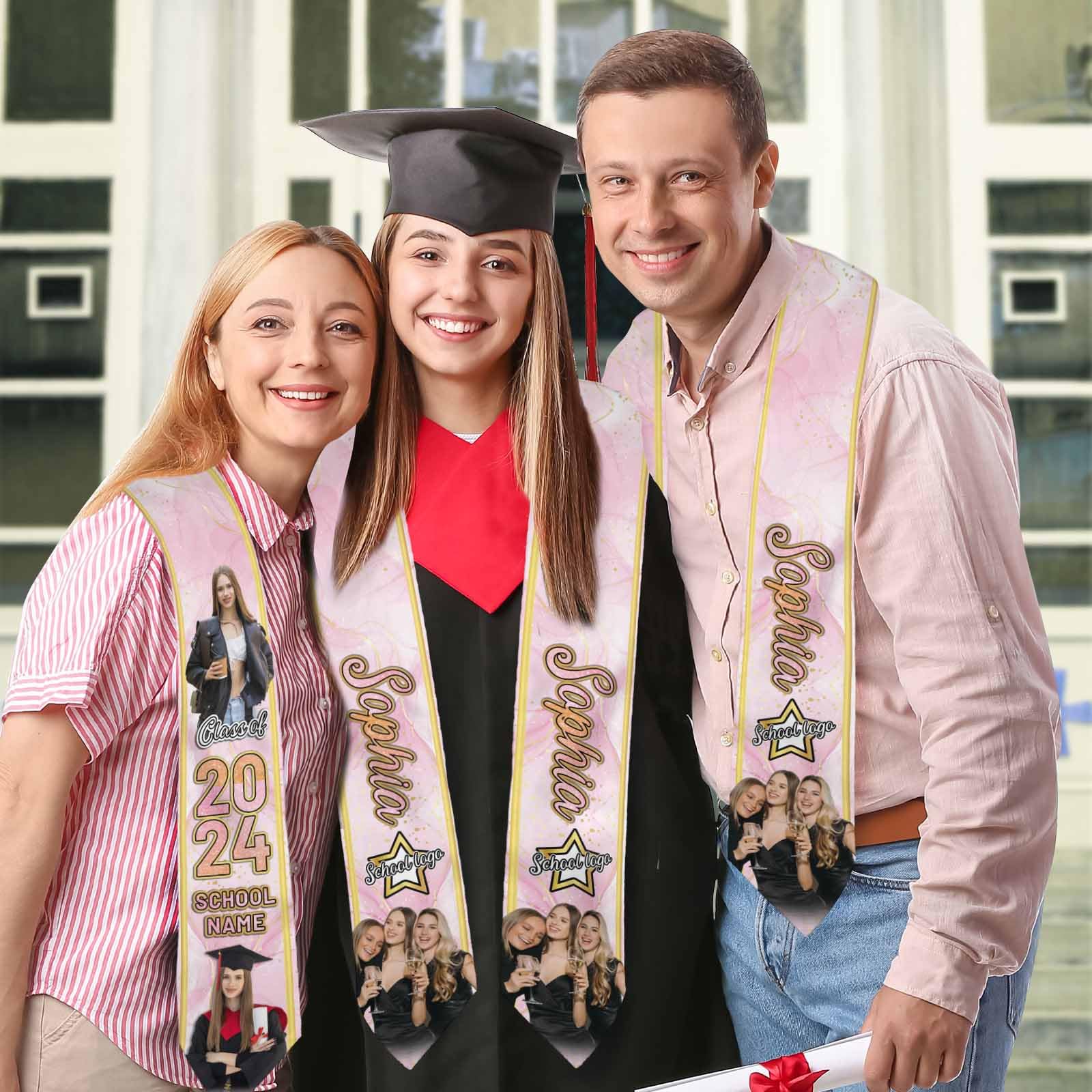 Custom Graduation Stole with Photo, Name & School - Personalized Class of 2025 Graduation Sash Gift for High School & College Grads - Perfect for Commencement Ceremonies & Graduation Parties