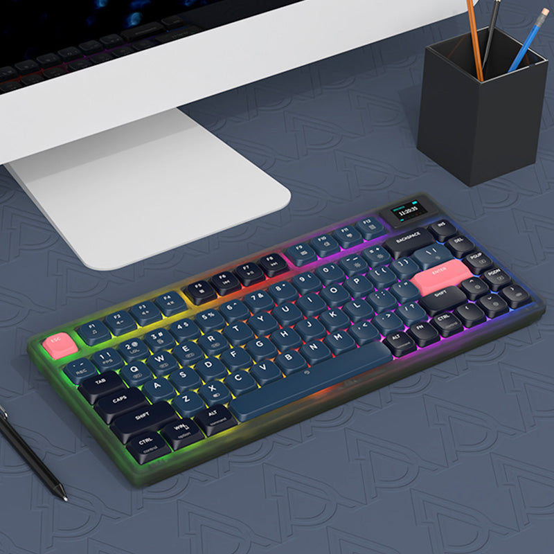 Ajazz AK832 Pro Low Profile Mechanical Keyboard - 87 Keys RGB Backlit, Wireless Bluetooth/Wired USB Gaming Keyboard for PC/Mac - Perfect for Office, Gaming & Typing