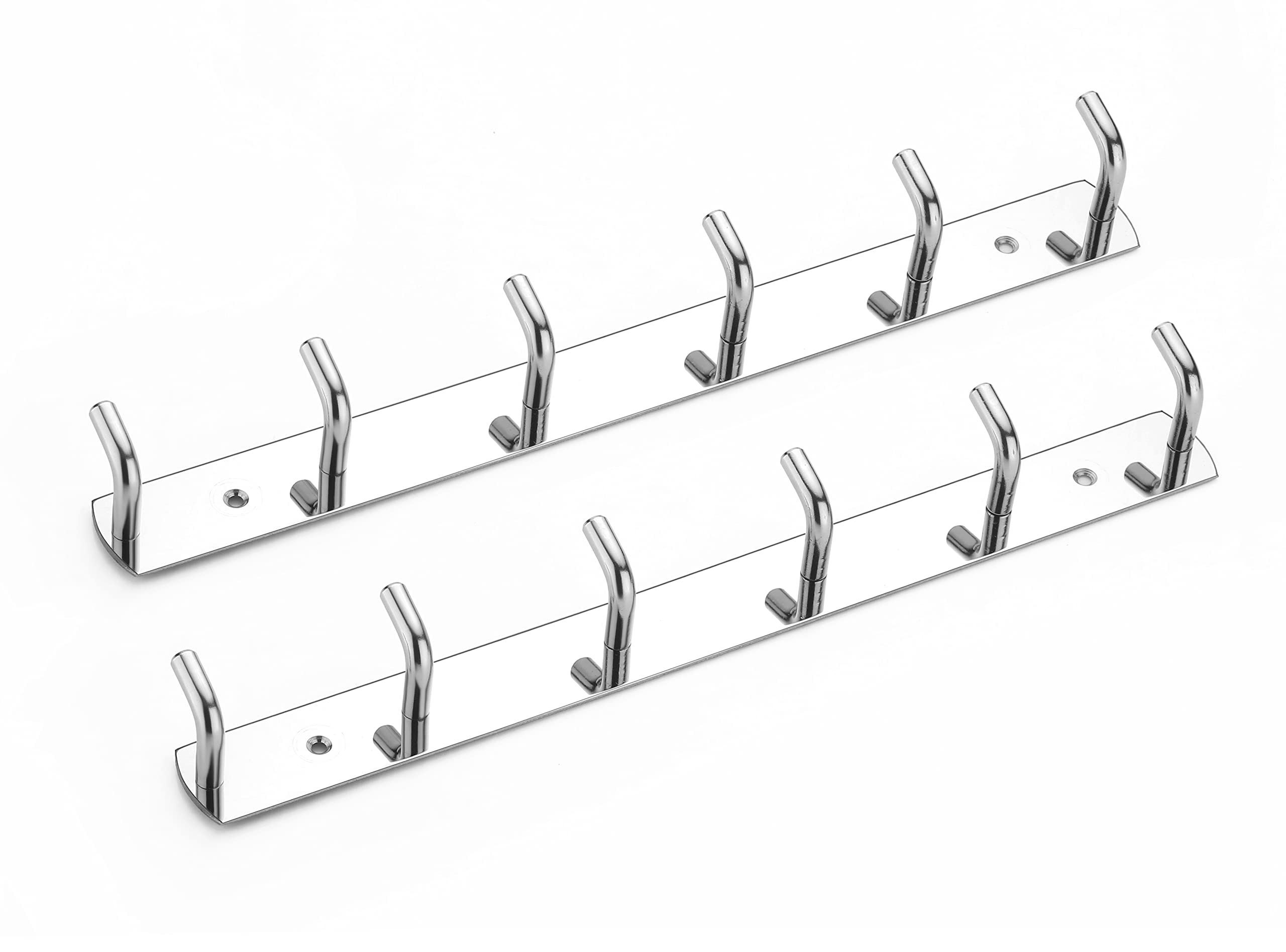 Premium Stainless Steel 6-Pin Bathroom Hook Hanger - Heavy Duty Robe & Towel Hook for Doors, Walls - Perfect for Hanging Keys, Clothes, Hats & Accessories (Silver, Pack of 2) - Ideal for Bathroom, Bedroom, Entryway & Closet Organization