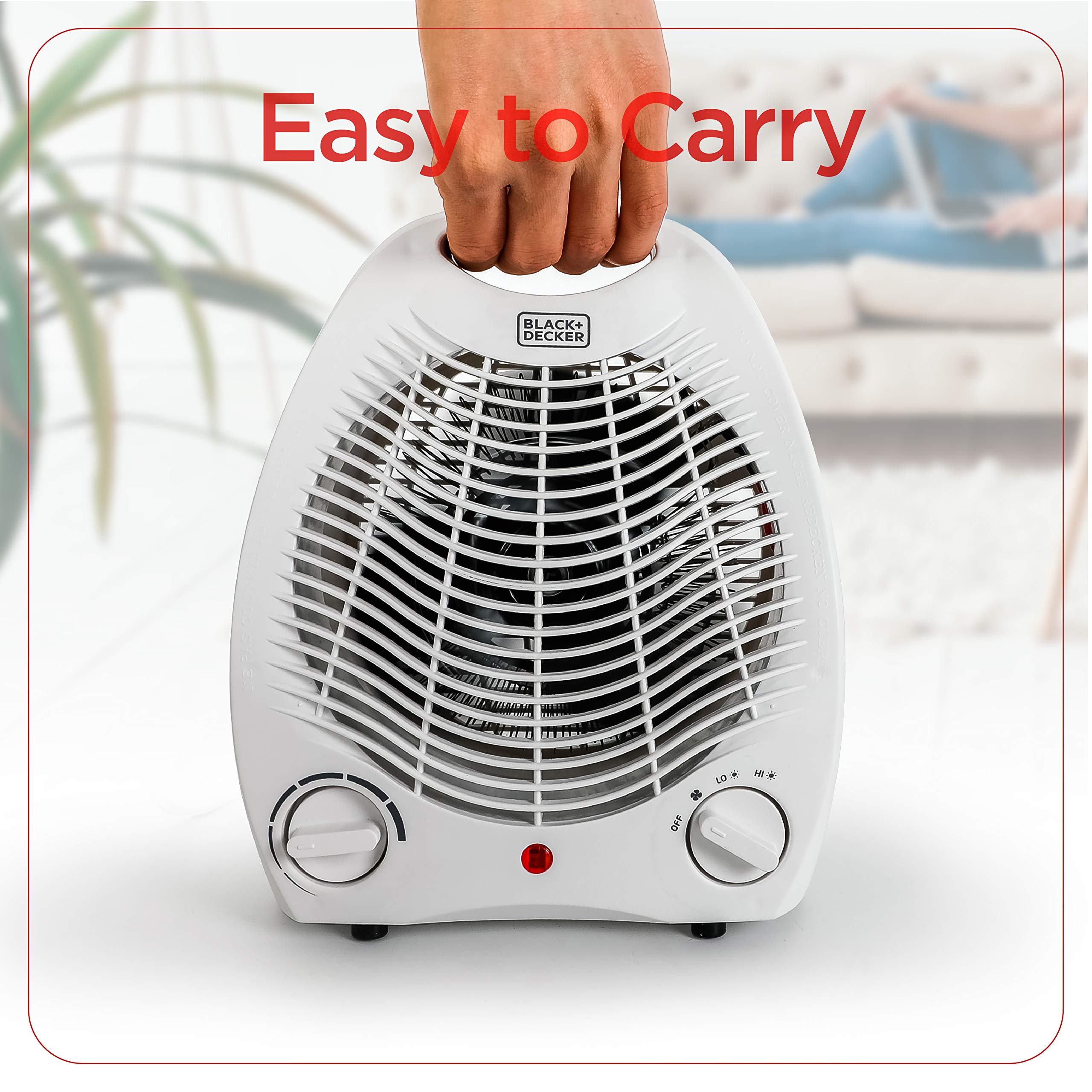 BLACK+DECKER Portable Space Heater for Office & Home - 3 Heat Settings, Adjustable Thermostat, Compact Personal Heater (Black/White) - Perfect for Desk, Bedroom & Small Spaces Warmth