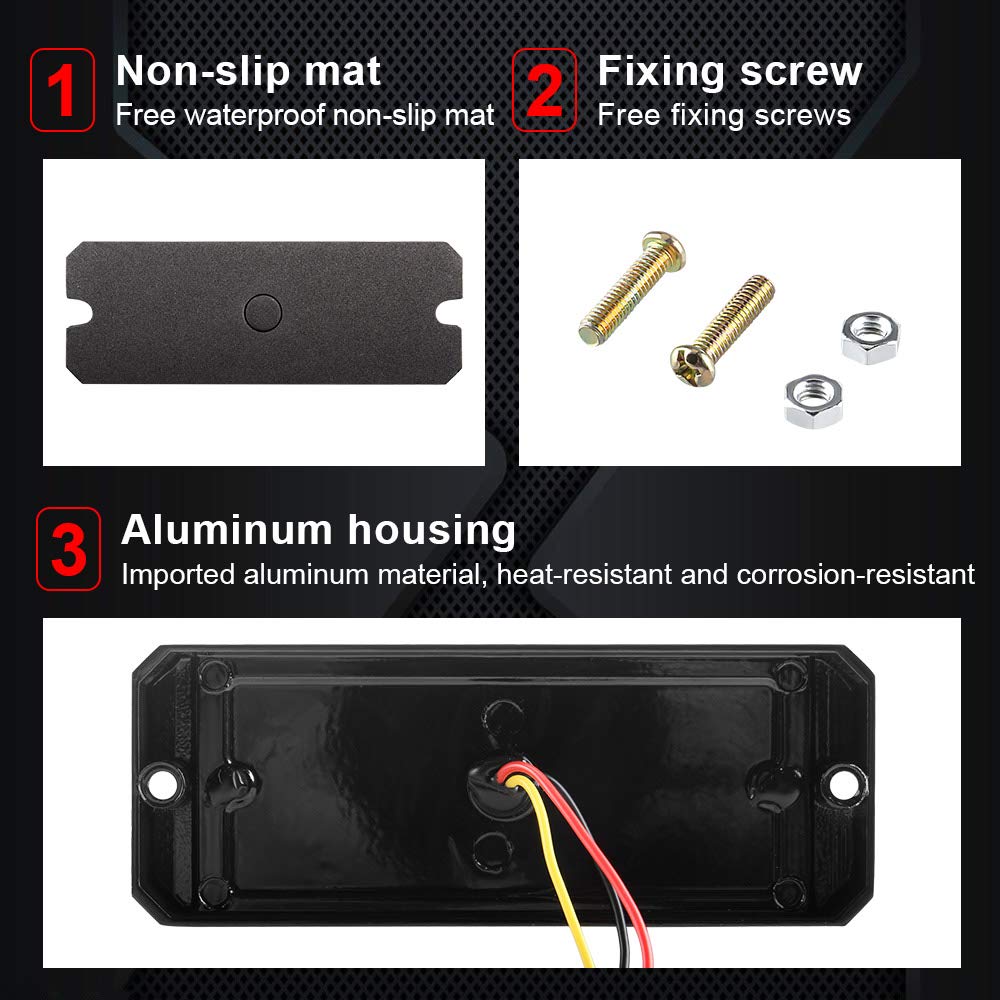 1PCS Red LED Emergency Strobe Light Bar 12-24V with 12 LEDs - Multi-Strobe Modes for Cars, Trucks & Emergency Vehicles | Waterproof Surface Mount Warning Flash Light for Police, Construction & Road Safety