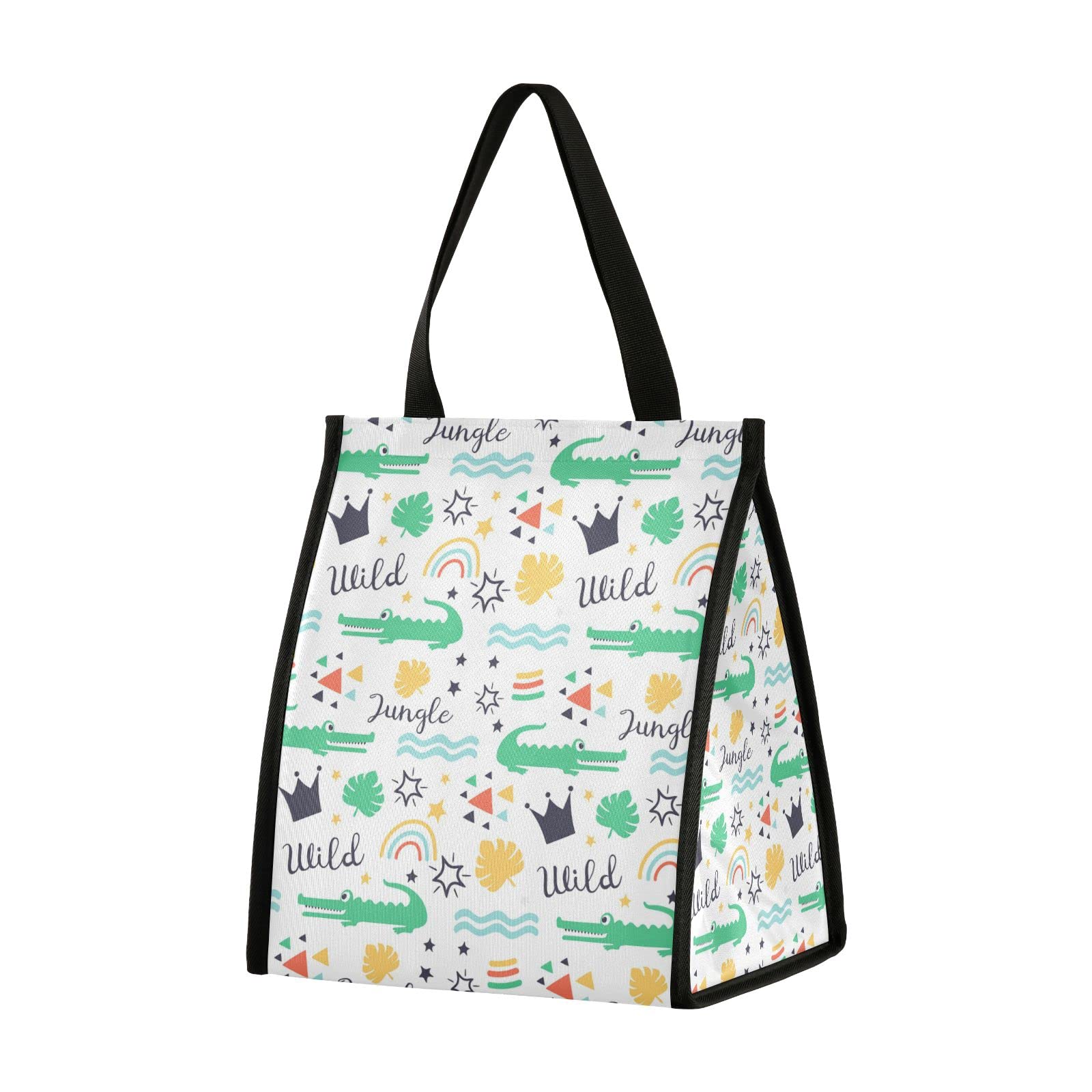Insulated Waterproof Lunch Bag with Cartoon Crocodile Design - Reusable Thermal Lunch Box for Men, Women & Kids - Perfect for School, Office, Work & Outdoor Activities