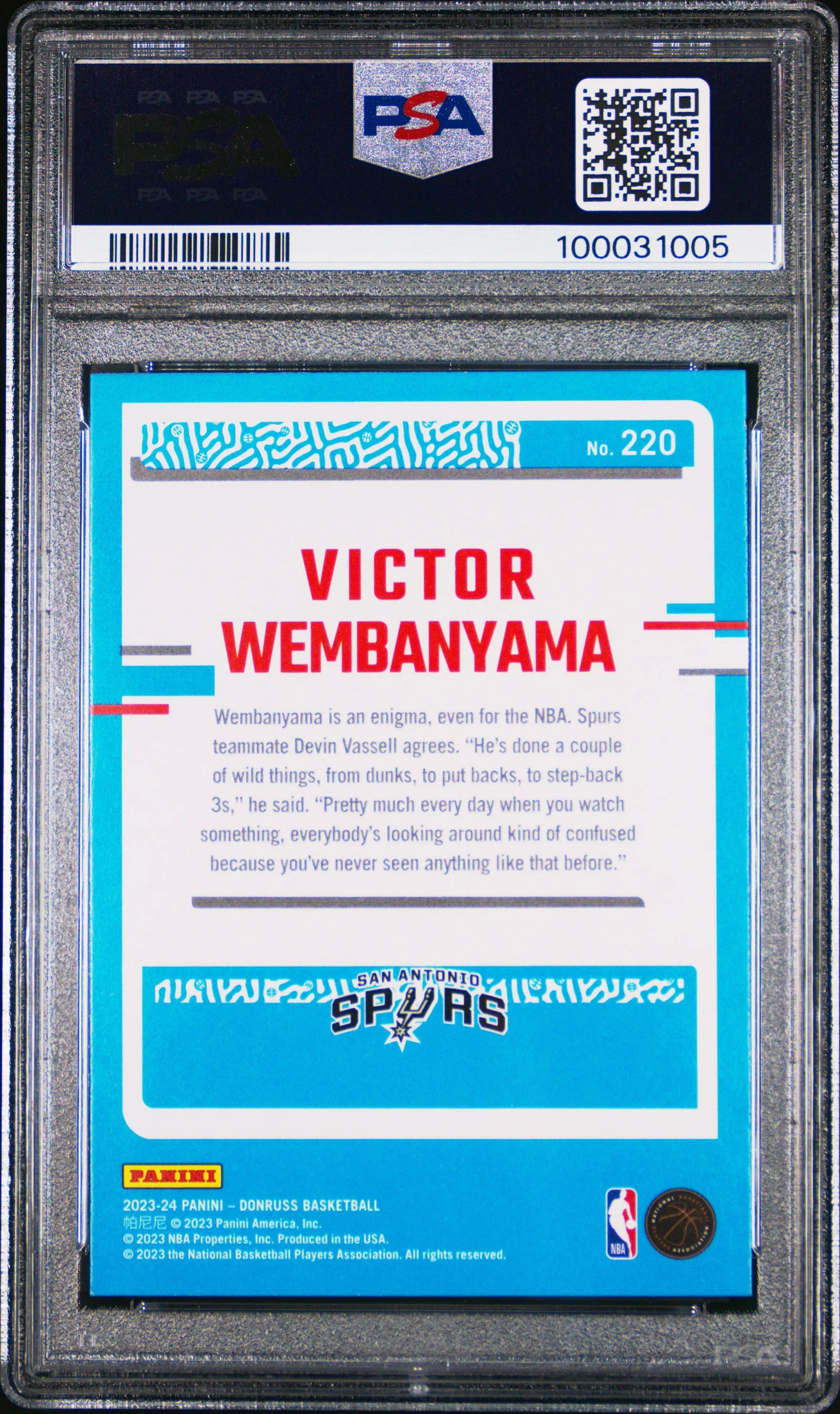 2023 Panini Donruss Rated Rookie Victor Wembanyama Red PSA 9 Basketball Card - Collectible Sports Memorabilia for NBA Fans & Card Investors - Perfect for Grading, Trading, and Displaying in Your Collection