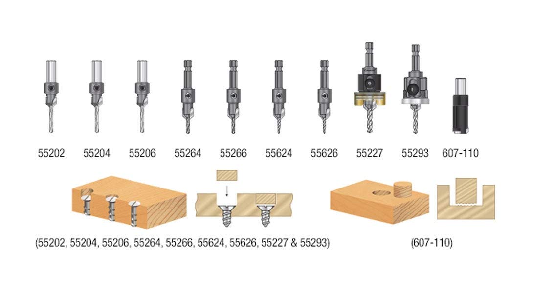 Amana Tool AMS-306 3-Piece Carbide Tipped Countersink Plug Cutter & Plug Planer Set - Perfect for Woodworking, Cabinet Making, and DIY Projects