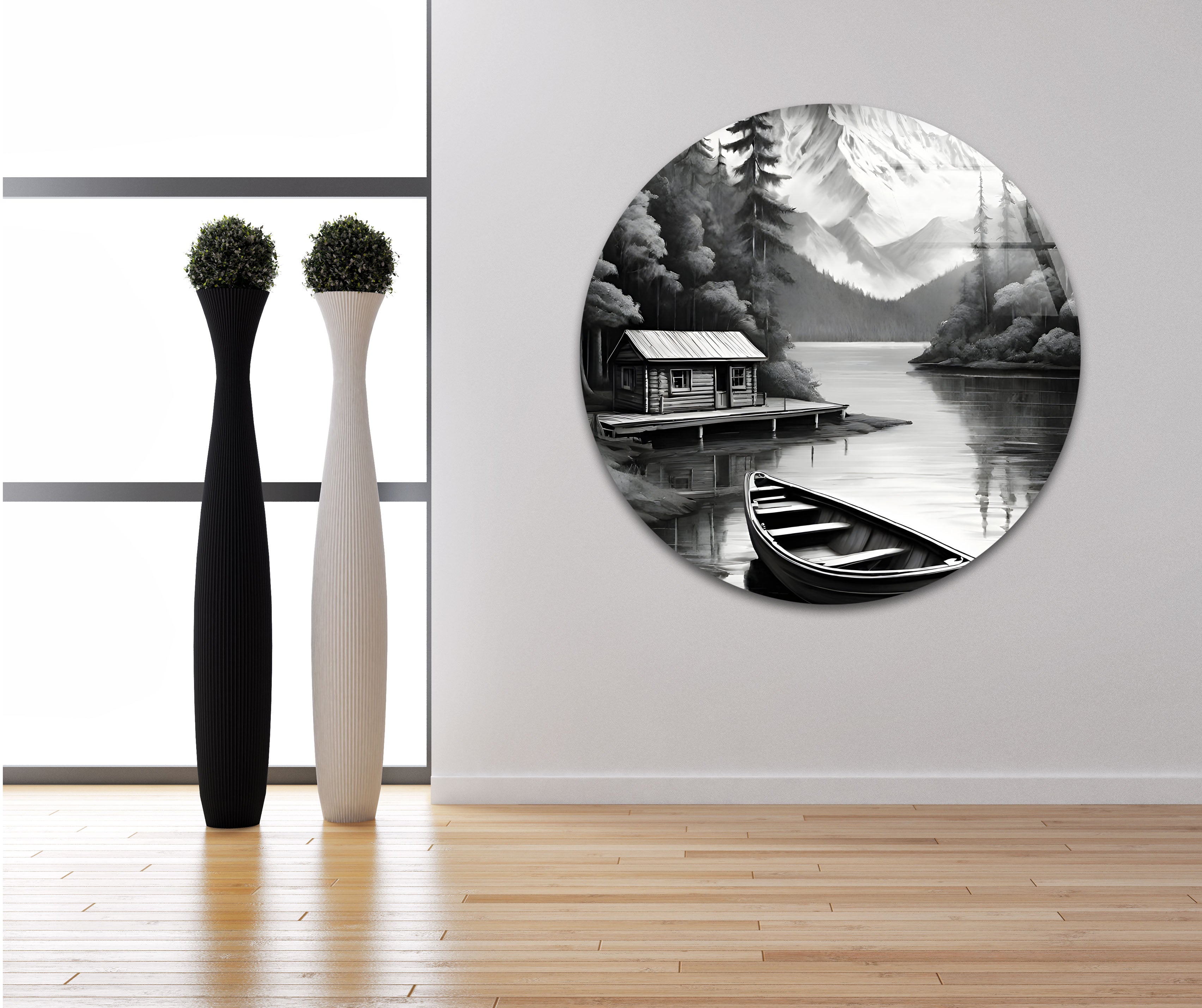 Stunning Black & White Nature Landscape Glass Wall Art - Elegant Home & Office Decor for Living Room, Bedroom, or Office Space