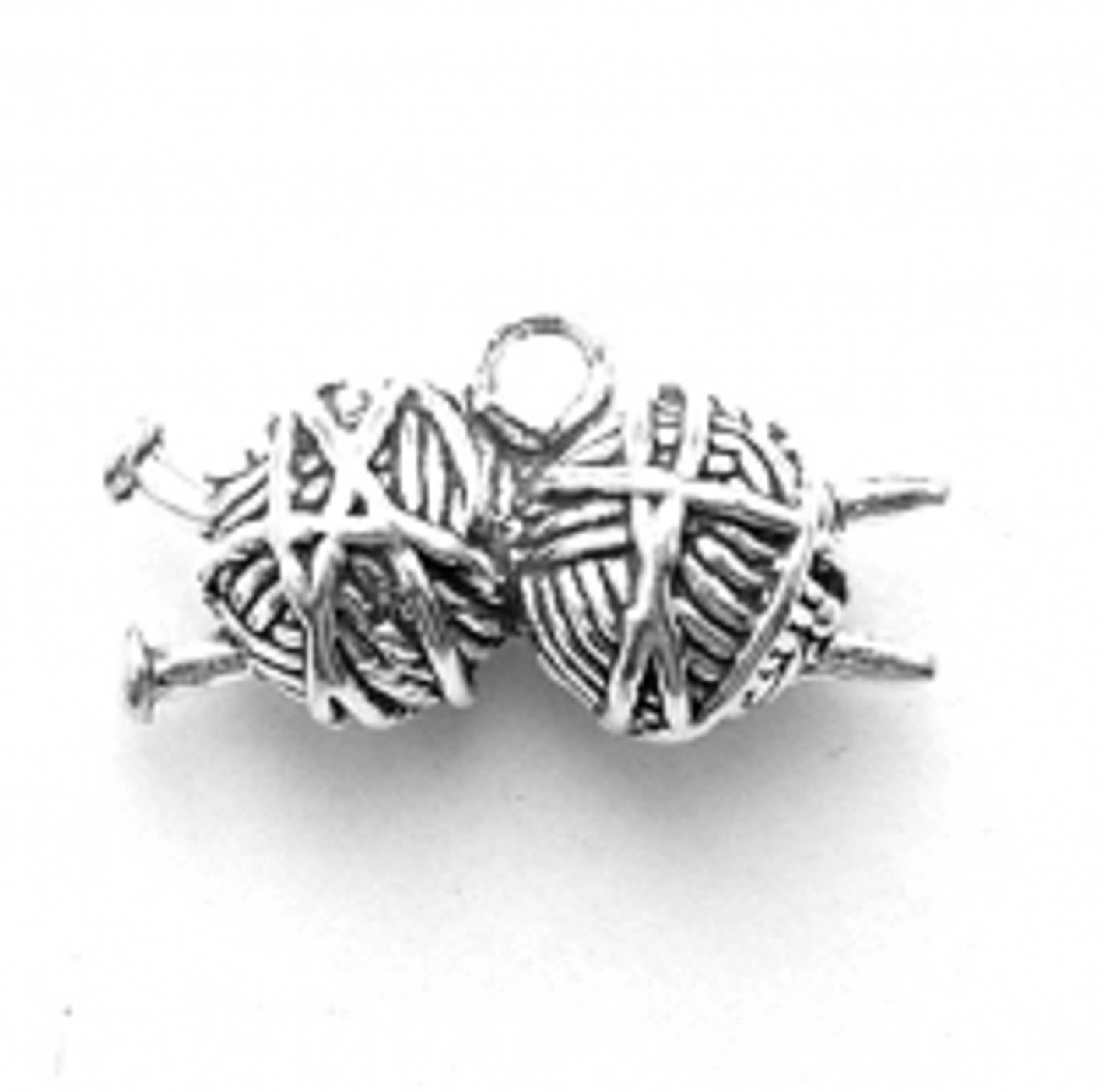 Sterling Silver Women's 1mm Box Chain Necklace with 3D Knitting Needles & Yarn Pendant - Perfect for Knitting Enthusiasts, Gift for Craft Lovers, Fashion Jewelry for Daily Wear