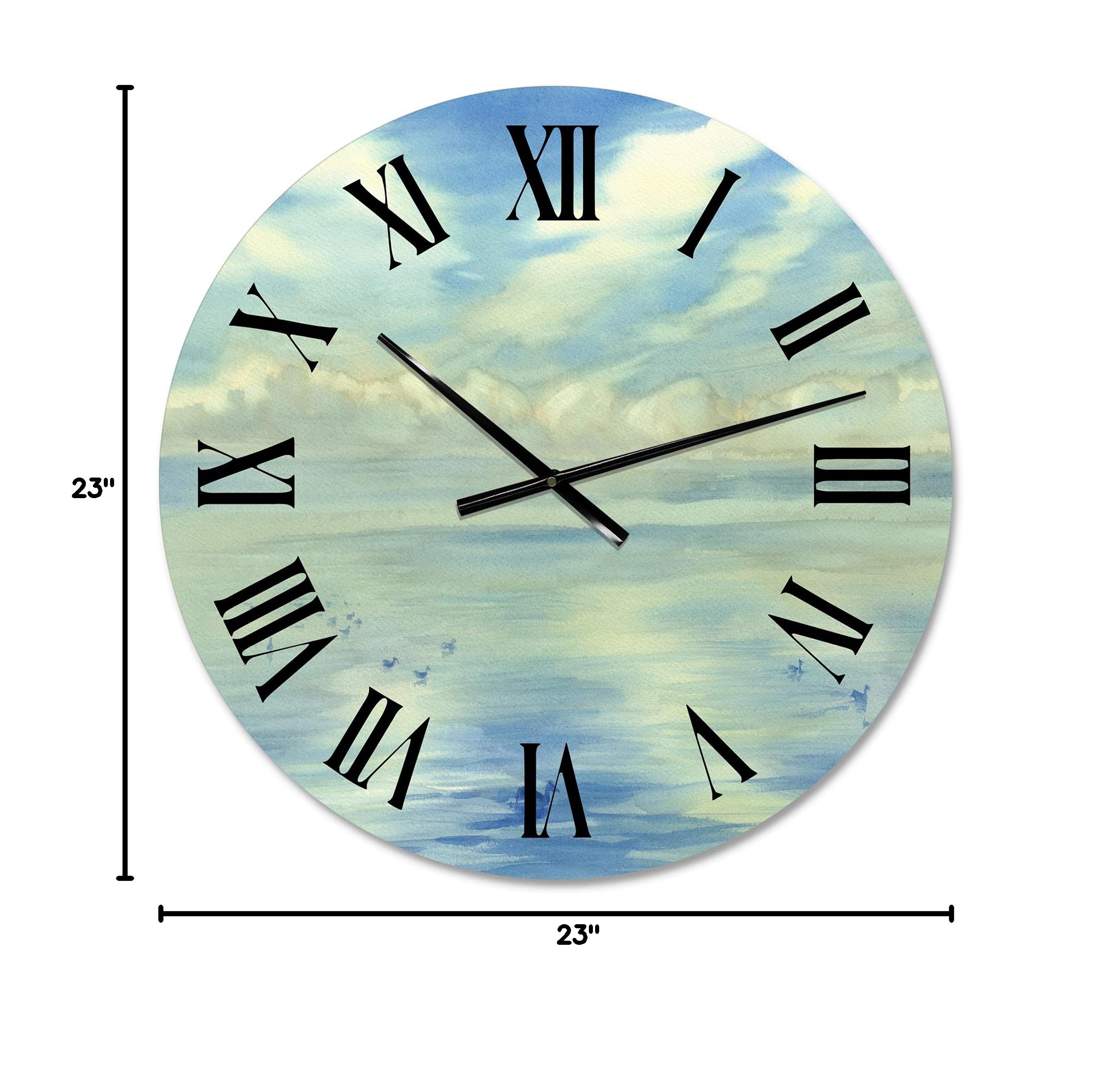 Lake House Wall Clock 'Silent Morning Clouds on Ocean' - Large Silent Non-Ticking Wall Clock for Home, Office & Cabin Decor - Perfect for Living Room, Bedroom & Lake House Décor