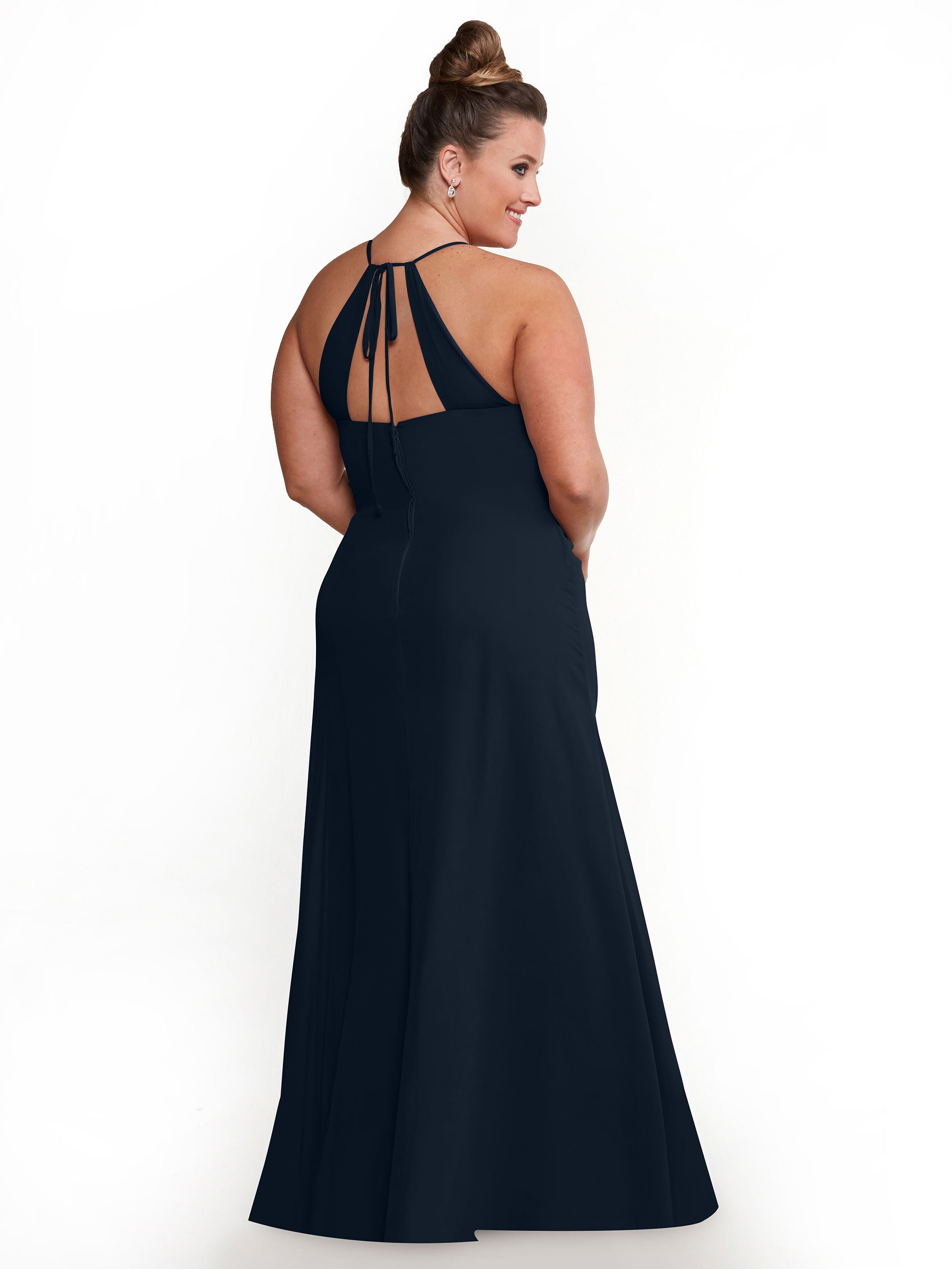 Elegant A-Line Chiffon Bridesmaid Dress with Keyhole Halter Neckline - Perfect for Weddings, Formal Events & Special Occasions