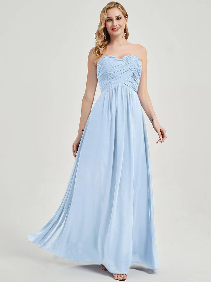 Cornflower Blue Sweetheart Strapless Chiffon Maternity Bridesmaid Dress for Wedding, Bridal Shower & Formal Occasions