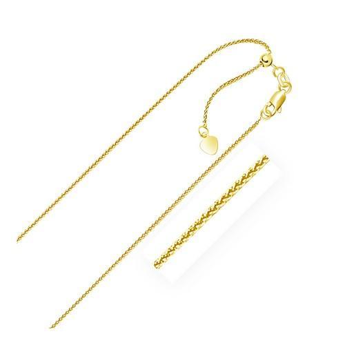 14K Yellow Gold Adjustable Wheat Chain Necklace - 1.0mm Thin & Dainty, 22 Inch Length - Perfect for Layering, Gift Giving & Everyday Elegance