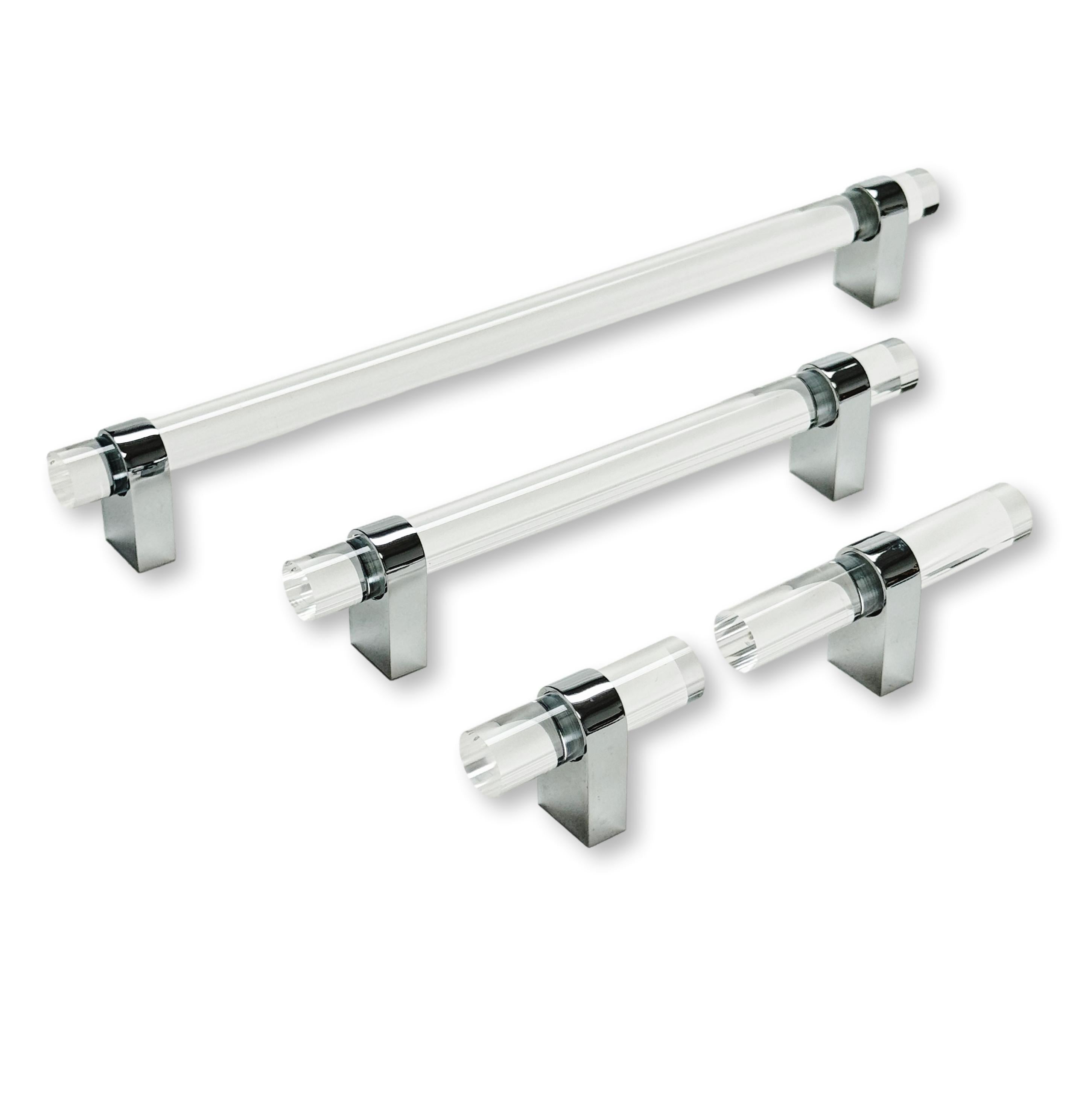 Lucite June Polished Chrome Drawer Pulls and Knobs - Vintage Style Cabinet Hardware for Kitchen & Bathroom Renovation - Easy to Install Drawer Handles for Dressers, Cabinets and Furniture