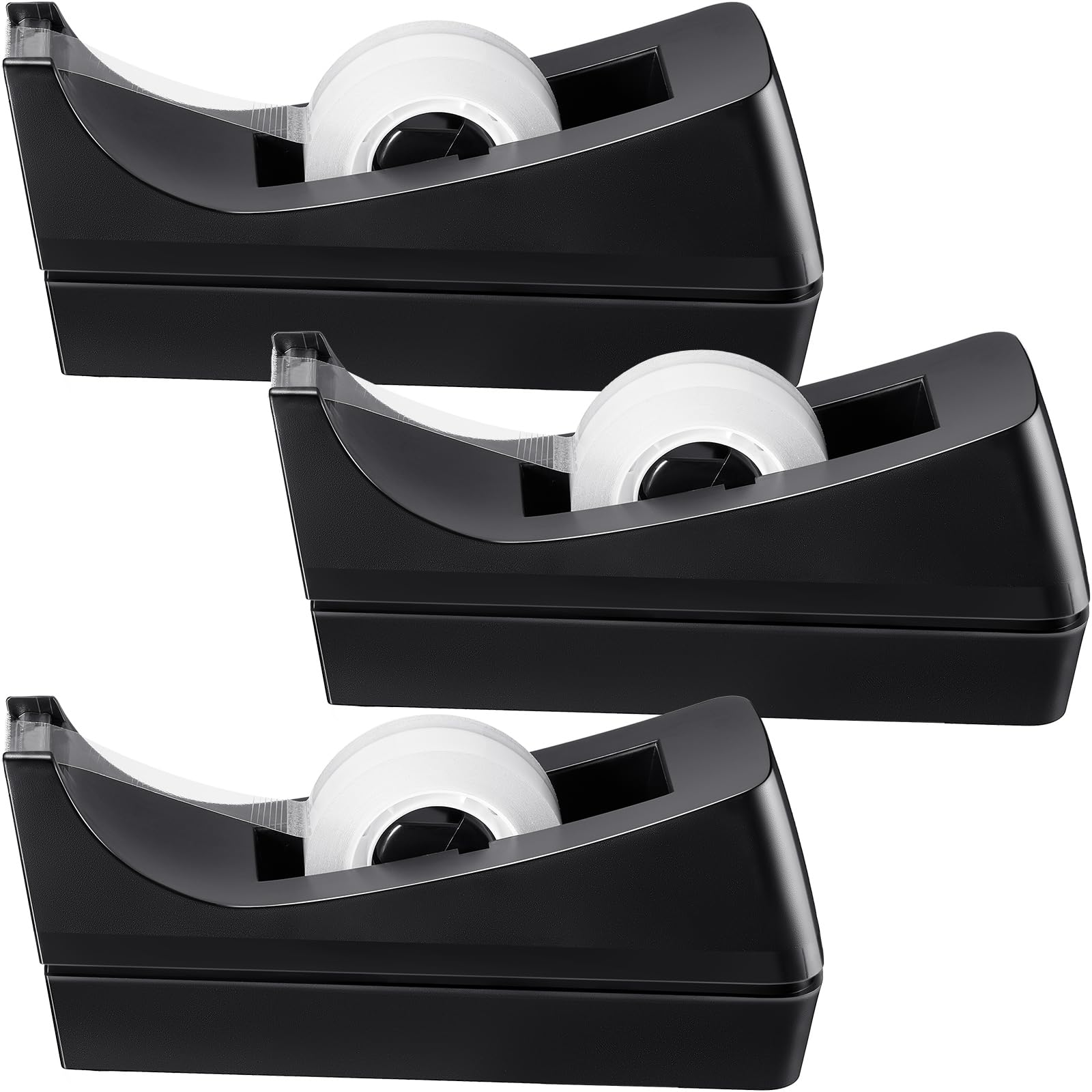3 Pack Non-Slip Desktop Tape Dispenser for Office, Home & School - Heavy Duty Tape Roll Holder with Sturdy Base (Tape Not Included) - Perfect for Wrapping Gifts, Organizing Documents & Crafting Projects