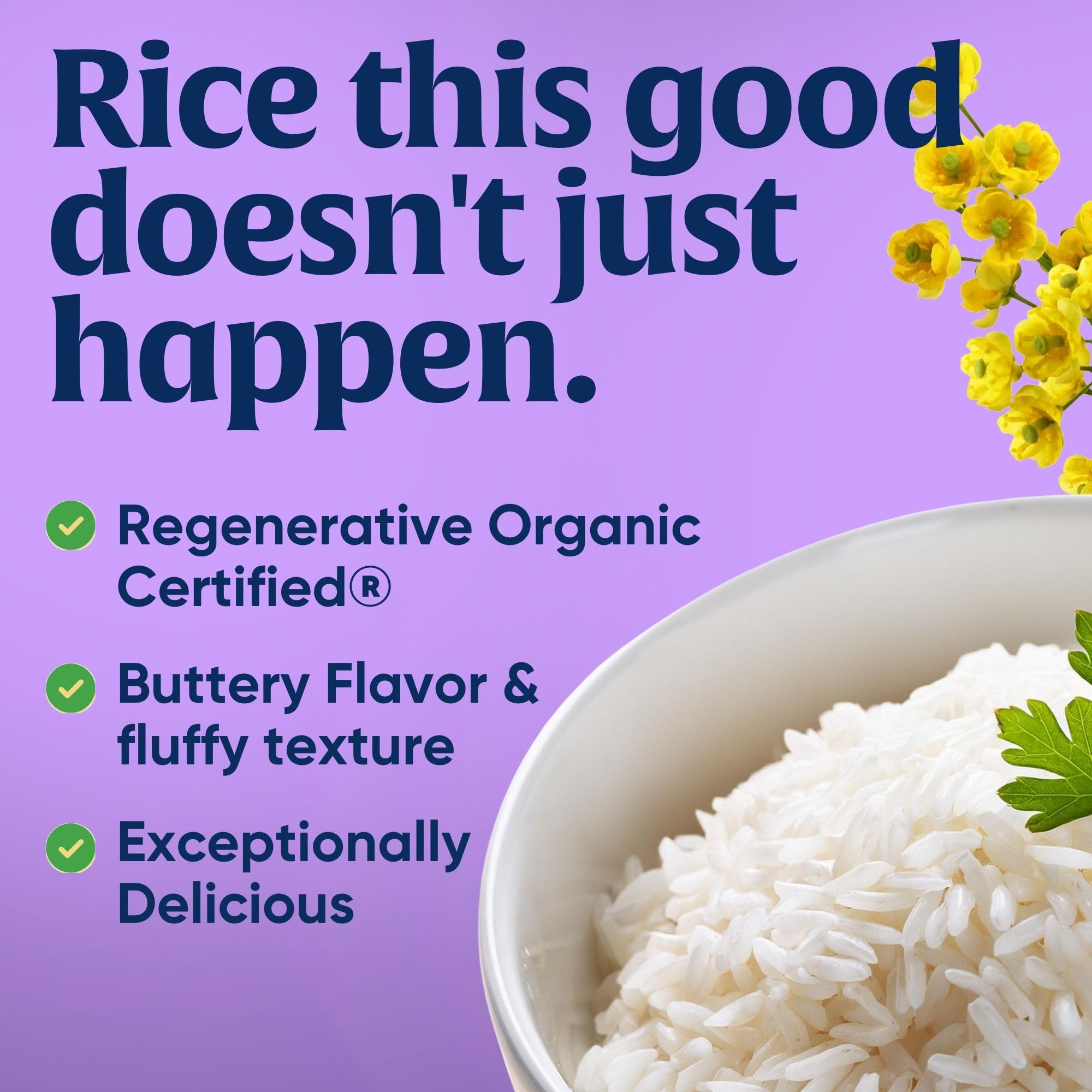 Lundberg Organic Jasmine Rice - Regenerative Organic Certified Long Grain White Rice, Light & Fluffy, Gluten Free, Resealable 32oz (907g) Bag - Perfect for Stir Fry, Sushi & Healthy Meals