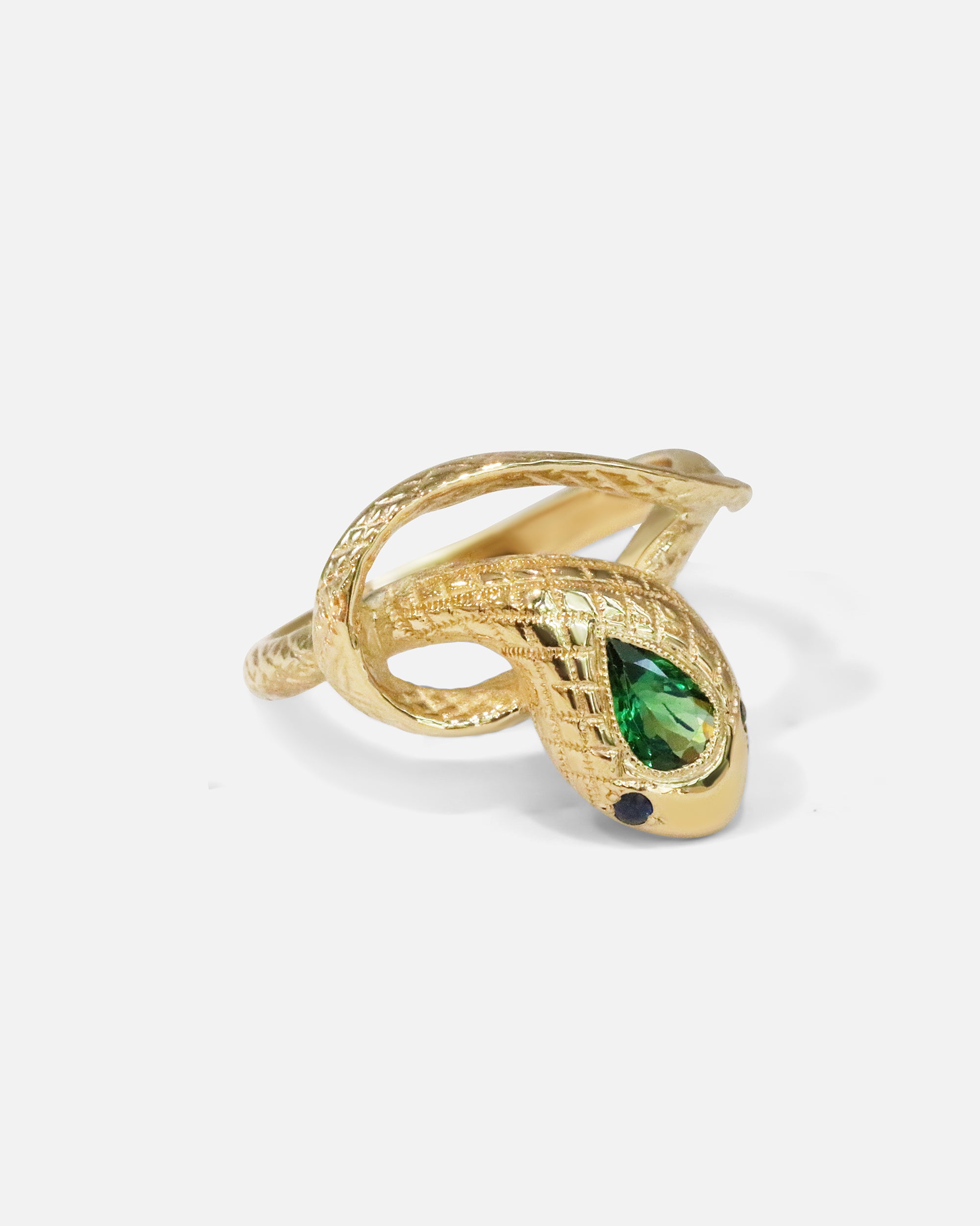 Ornata Ophidia Pear Ring - Genuine Tsavorite & Sapphire Jewelry for Women | Elegant Gift for Anniversary, Engagement & Special Occasions