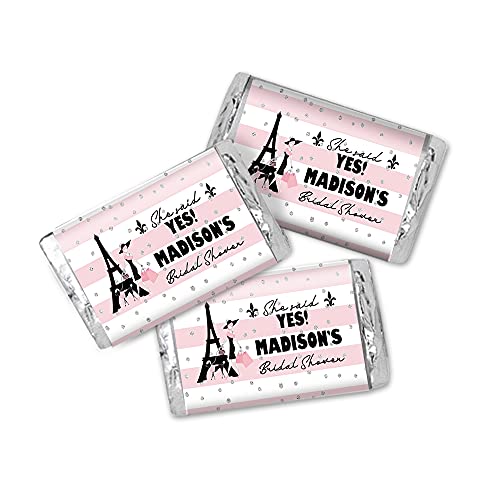 Paris Themed Bridal Shower Mini Candy Bar Wrappers - Elegant Wedding Favor Wraps for Bachelorette Parties & Bridal Showers