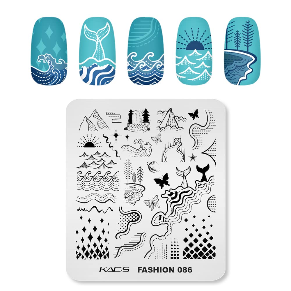 KADS Nail Stamping Plate - Fashion 086 Nail Art Design Template for DIY Manicure | Professional Nail Stamping Kit for Salon & Home Use | Perfect for Parties, Weddings & Special Occasions