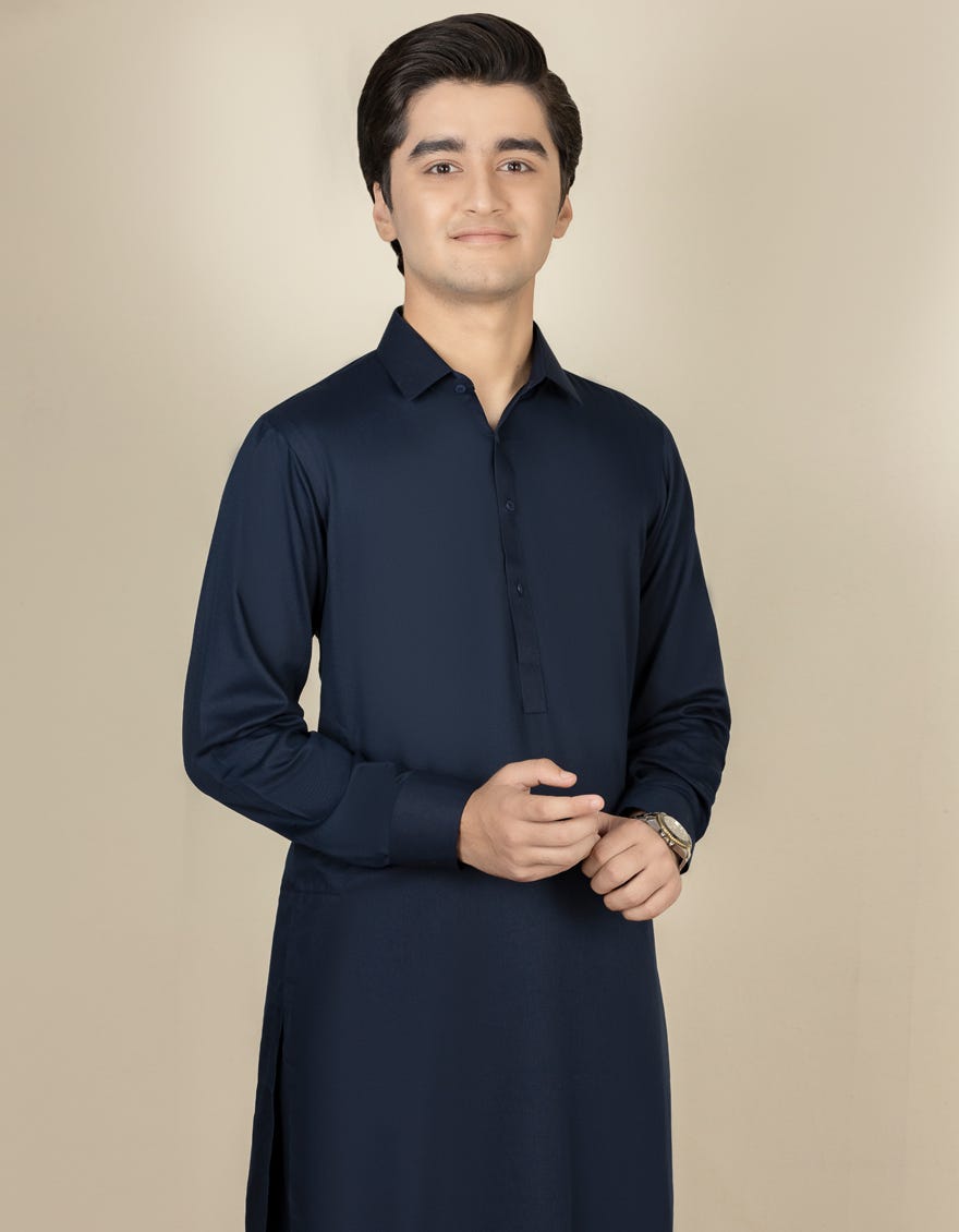 Stylish Blended Blue Shalwar Kameez by J. Junaid Jamshed - Perfect for Eid, Weddings & Special Occasions