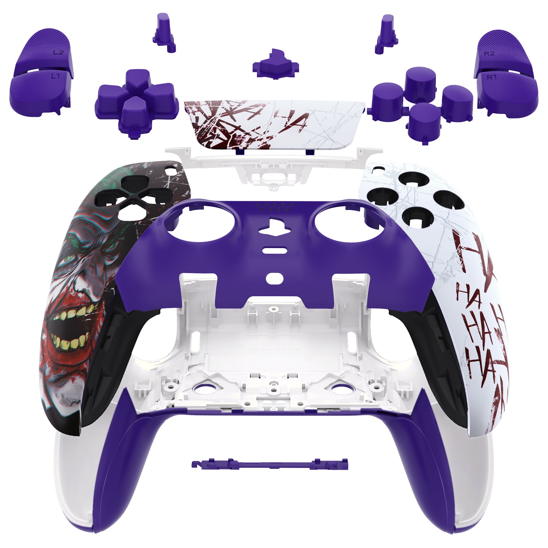 eXtremeRate Clown HAHAHA Full Housing Shell Kit with Buttons & Touchpad Cover for PS5 Edge Controller - Custom Replacement Decorative Front & Back Plates - Gaming Accessories for PS5 Edge Controller - Perfect for Competitive Gaming & Customization Enthusiasts