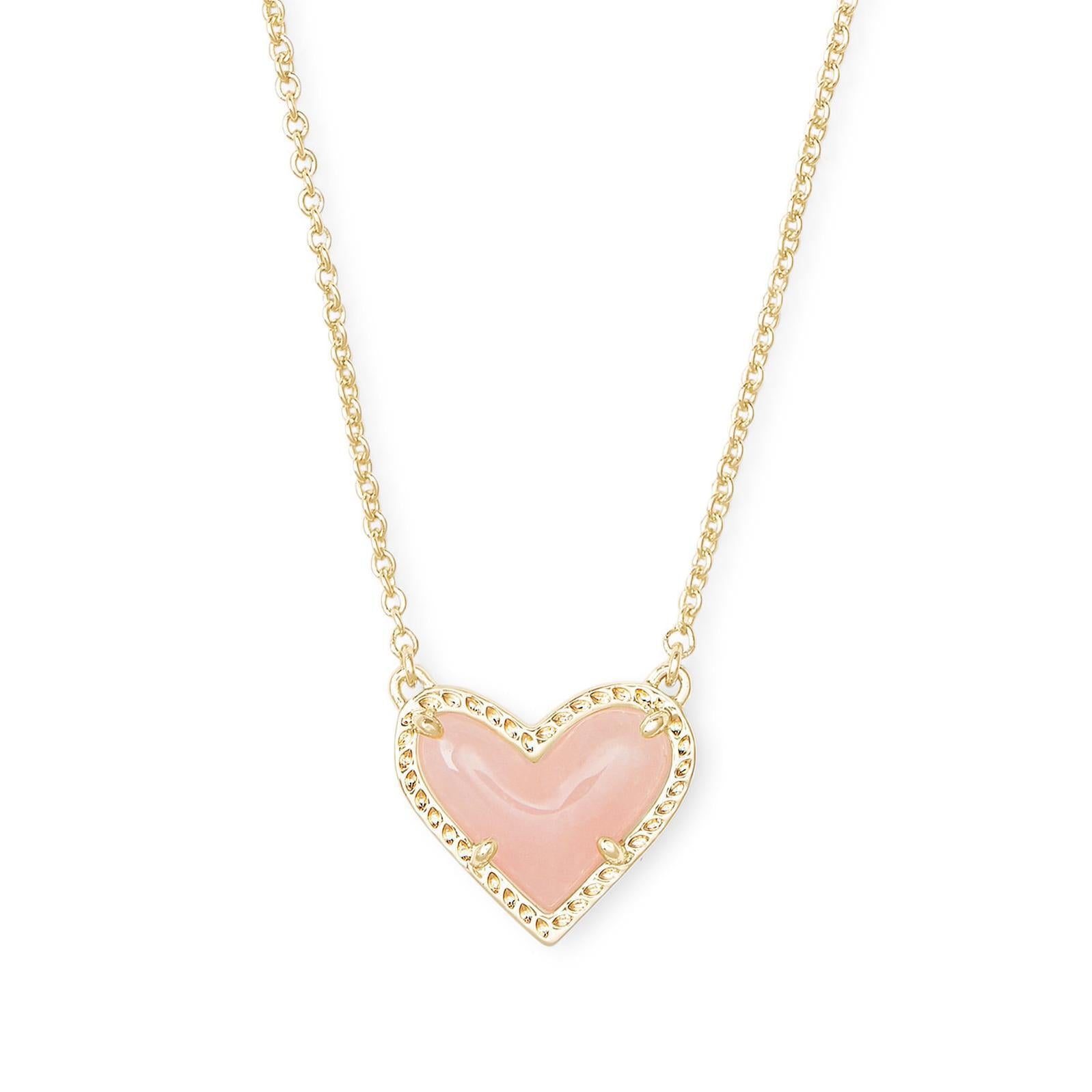 Adjustable Peach Heart Natural Stone Clavicle Chain Necklace for Women - Valentine's Day Gift, Romantic Jewelry for Anniversary, Date Night & Special Occasions