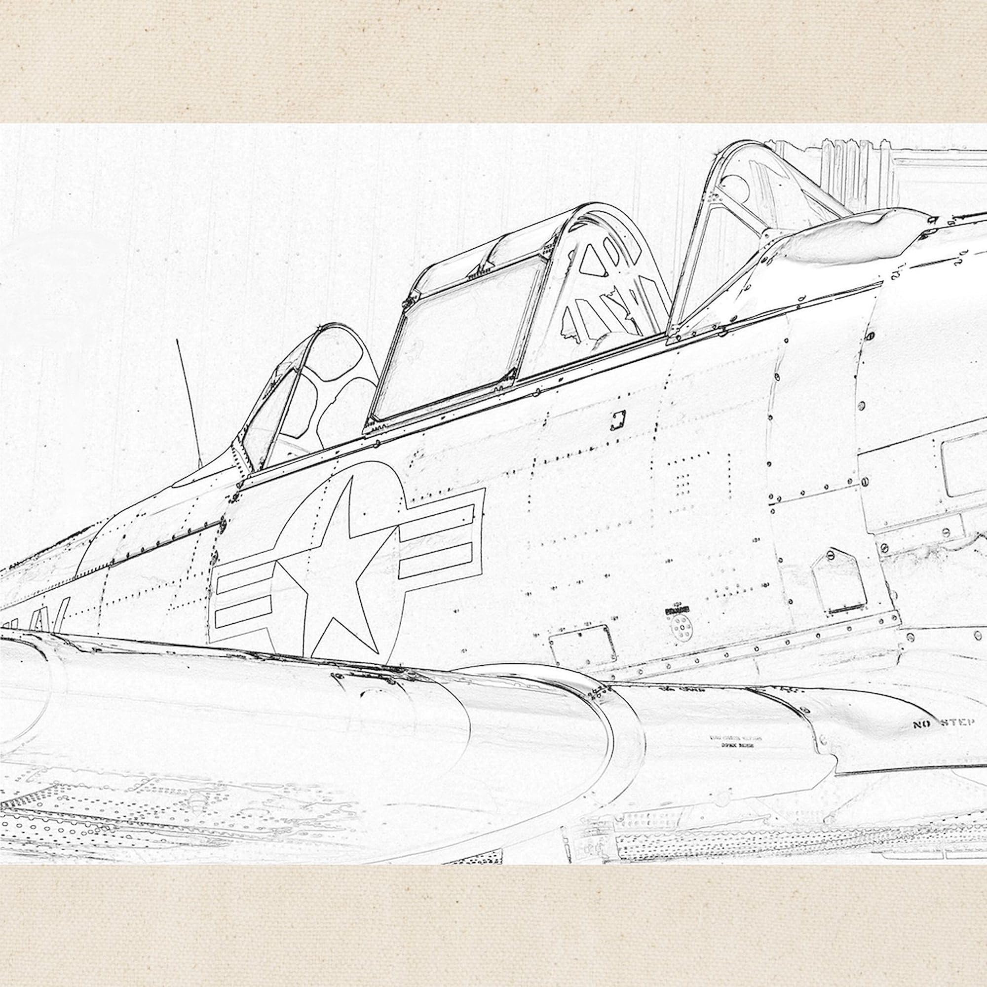 Aviation Sketch Tote Bag - Natural Canvas Reusable Shopping Bag for Groceries, Beach & Everyday Use | Eco-Friendly Cotton Tote with Unique Airplane Design