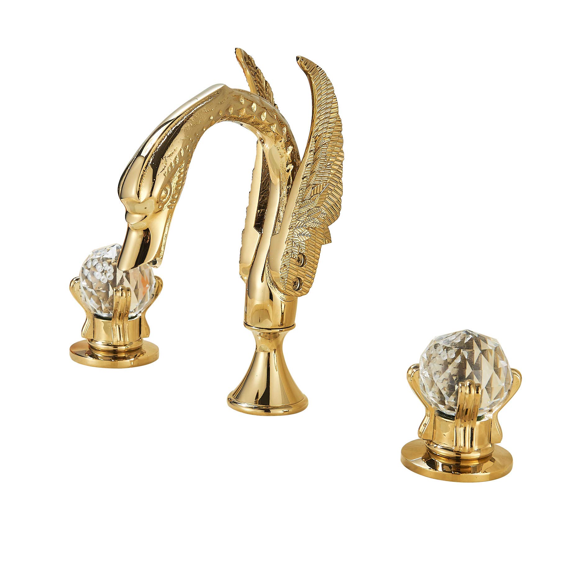 Rozin Crystal Knobs Widespread Bathroom Sink Faucet - 3 Hole 2-Handle Gold Vanity Faucet for Bathroom Sink - Perfect for Modern & Luxury Bathroom Decor