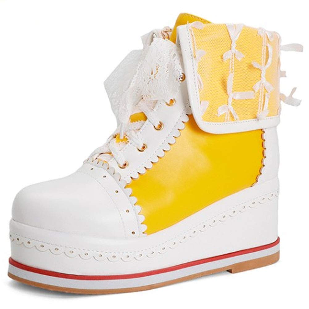 MEILIYA Cute Lolita Platform Boots for Women - Chunky Wedge Ankle Booties with Lace Up Design | Cosplay Shoes & Fashion Sneakers for Girls | Perfect for Halloween Costumes, Anime Conventions & Kawaii Outfits