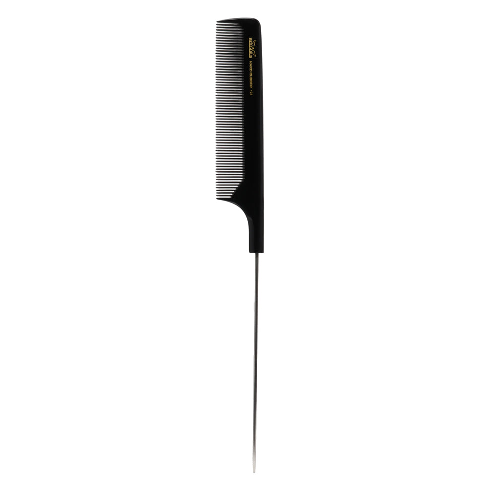 Pegasus 123 Professional Hard Rubber Pintail Comb with Durable Steel Pins & Coarse Teeth - Perfect for Barbers, Stylists & Thick Hair Grooming