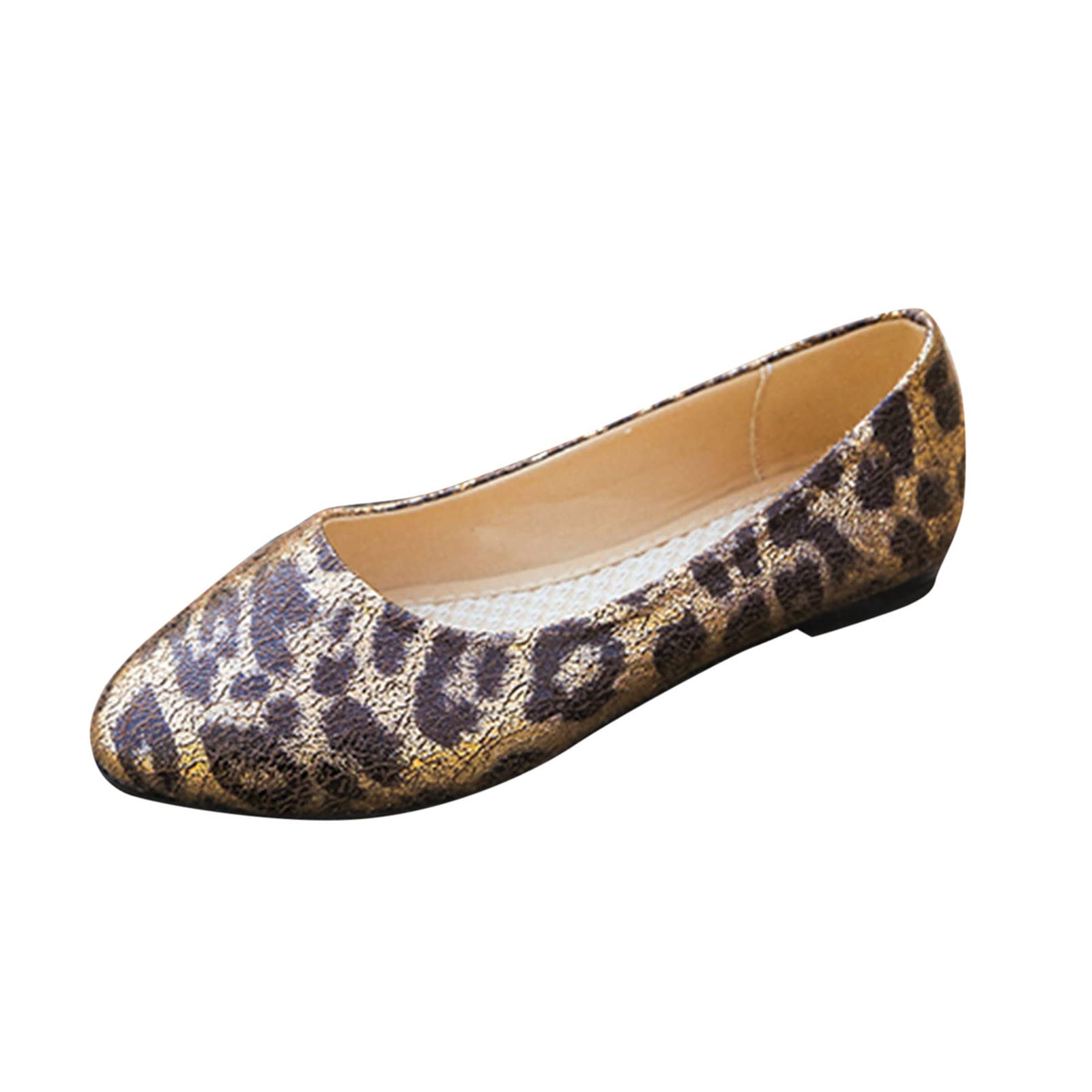 Women's Leopard Print Flat Shoes - Comfortable Dressy & Casual Loafers for Women - Retro Style Slip-On Water Shoes (Brown, Size 7.5) | Perfect for Office, Travel, Beach & Everyday Wear