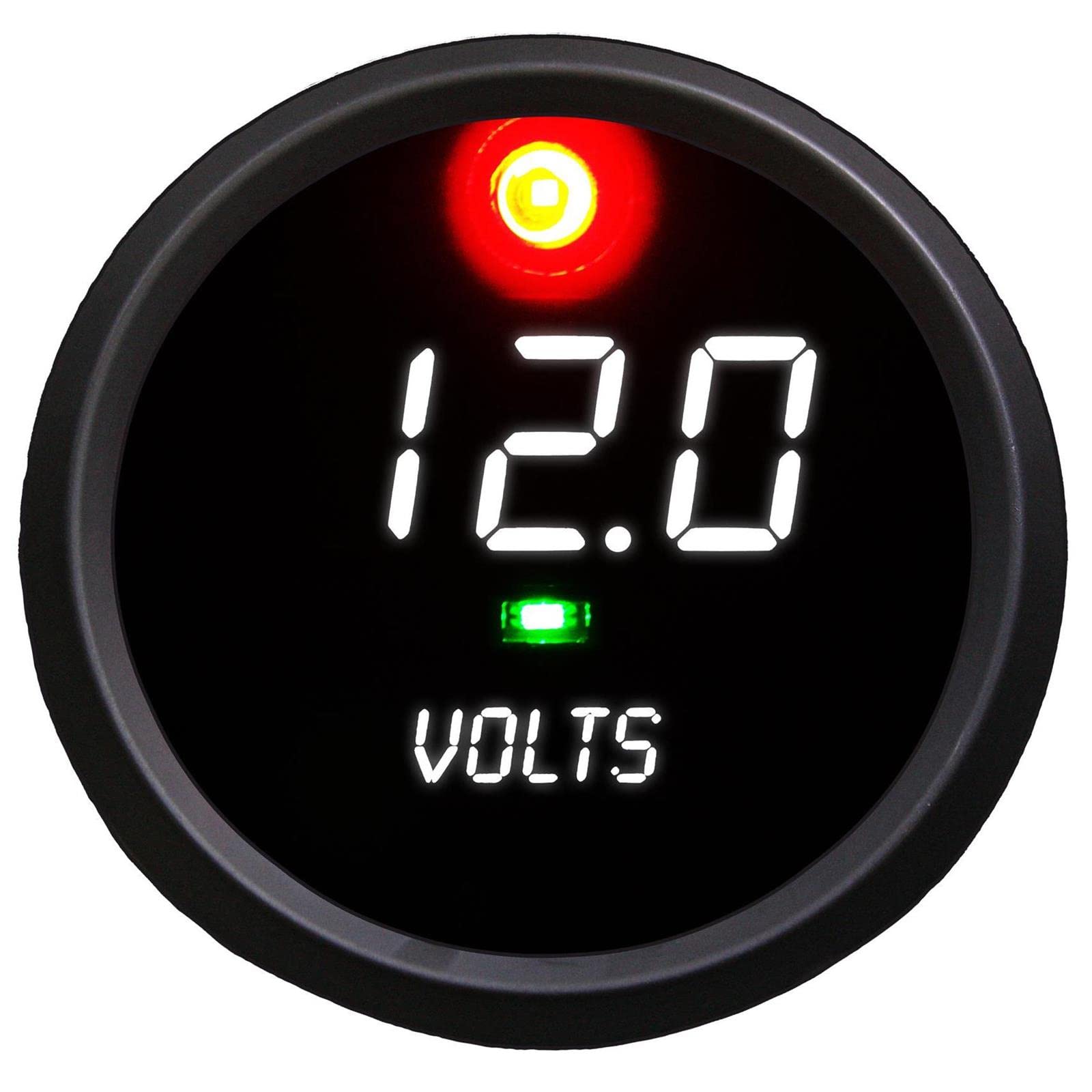 12V 24V LED Digital Voltmeter with 2 Programmable Alarms & Activation Switch - 2.625