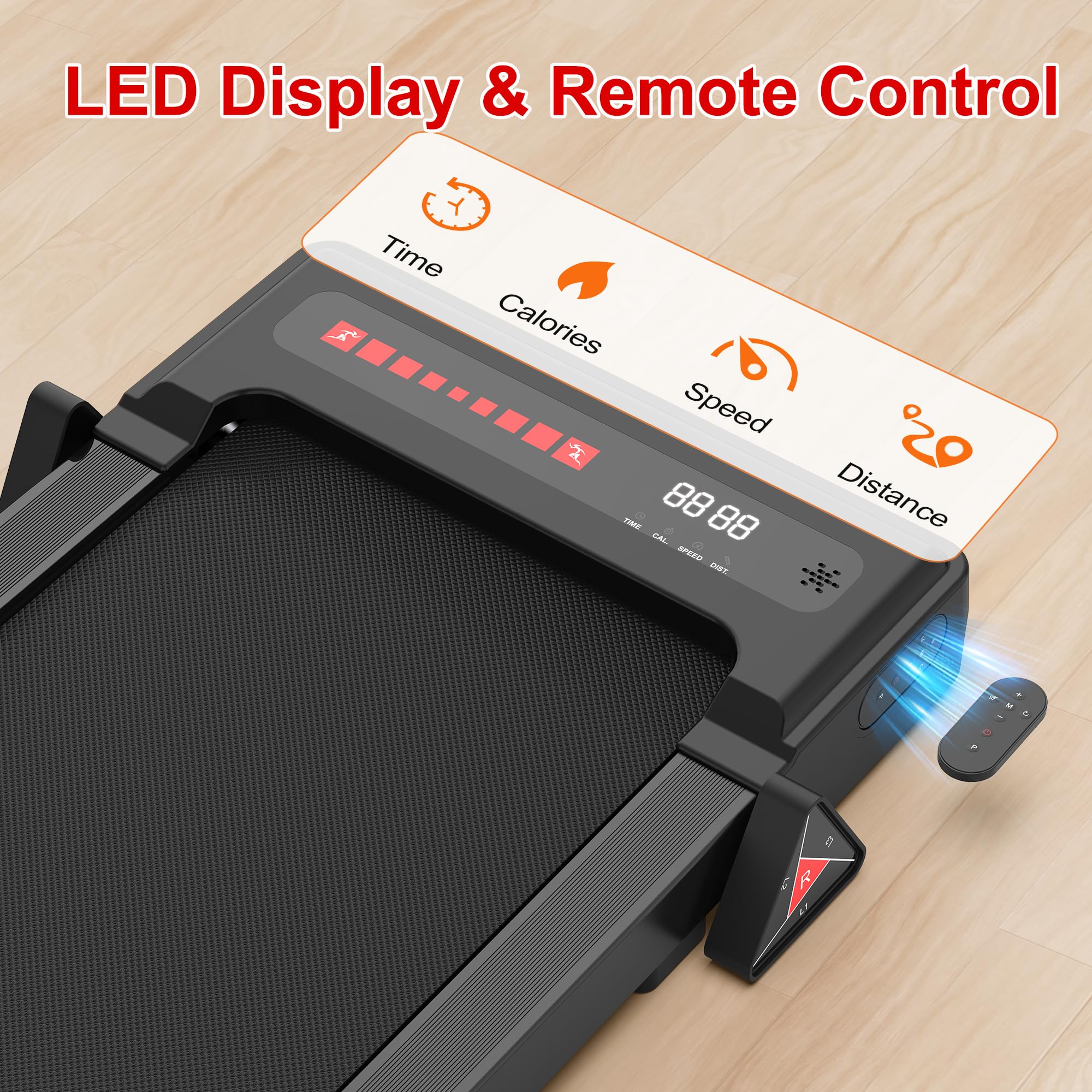 Under Desk Treadmill with Incline - 2.5HP Quiet Walking Pad with Shock Absorption, LED Display & Remote Control - Portable Treadmill for Home Office Workouts, Walking While Working, Small Space Exercise