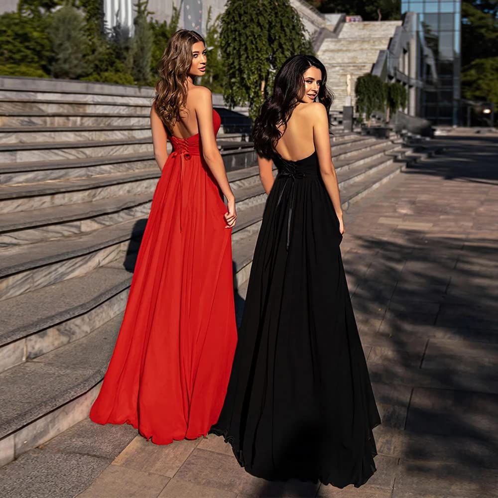 Boho Bridesmaid Dresses Backless Long Chiffon Elegant Wedding Gowns for Women - Perfect for Beach Weddings, Garden Parties & Formal Occasions