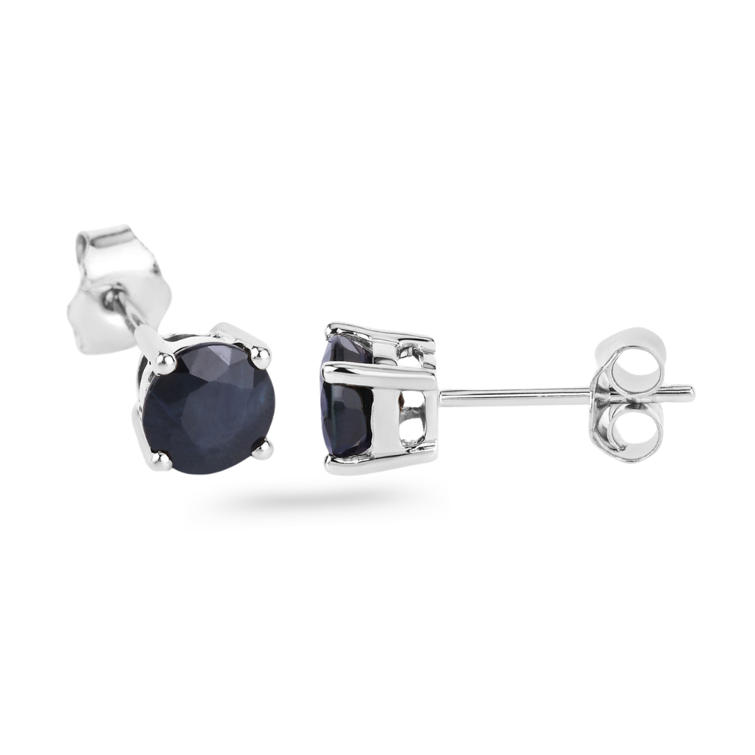 10K Gold Blue Sapphire Stud Earrings for Women - Round Cut Genuine Gemstone Jewelry - Perfect for Gifts, Weddings & Everyday Wear