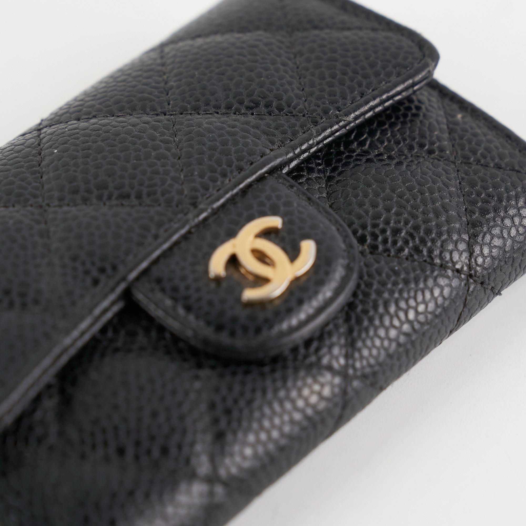 Chanel Caviar Quilted Leather Card Holder Wallet - Black | Luxury Compact Credit Card Case for Women | Perfect for Everyday Use, Travel & Gifting