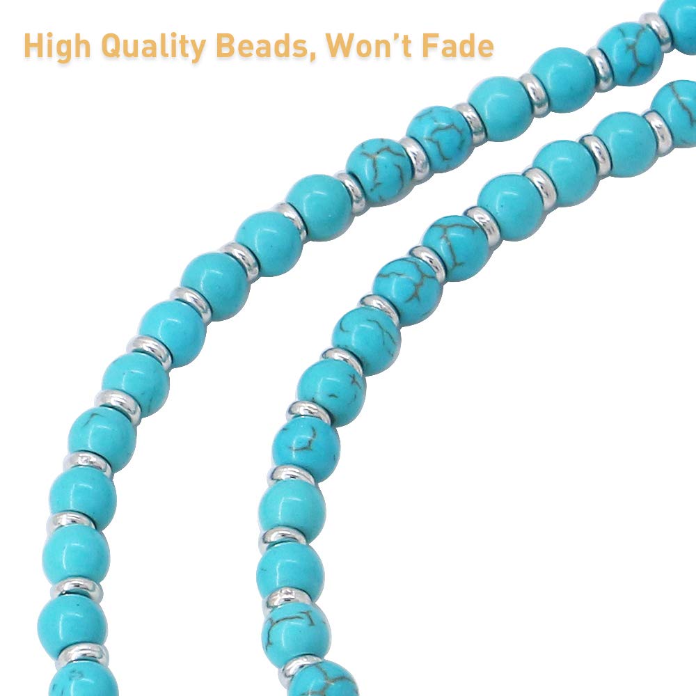 Beaded Key Lanyard for Women - ID Badge & Glasses Holder (Turquoise) - Office & Event Use