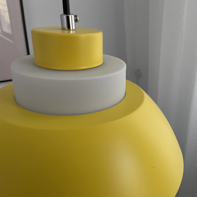 20ft Plug-in Acrylic Handle Pendant Light with UL Dimmer Switch - Macaron Neon Yellow Lampshade, Nordic Minimalist Loft Style for Living Room, Bedroom, Dining Room (Bulbs Not Included) - Perfect for Modern Home Decor and Cozy Ambiance Lighting