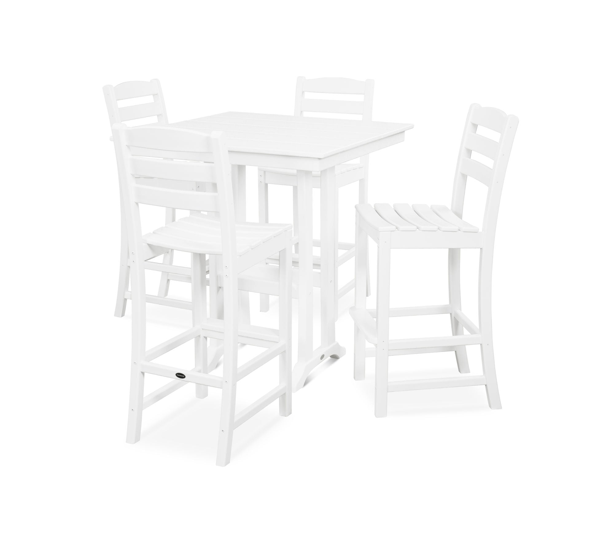 POLYWOOD La Casa Café 5-Piece Farmhouse Trestle Bar Set - Outdoor Patio Dining Furniture for Backyard, Garden & Poolside