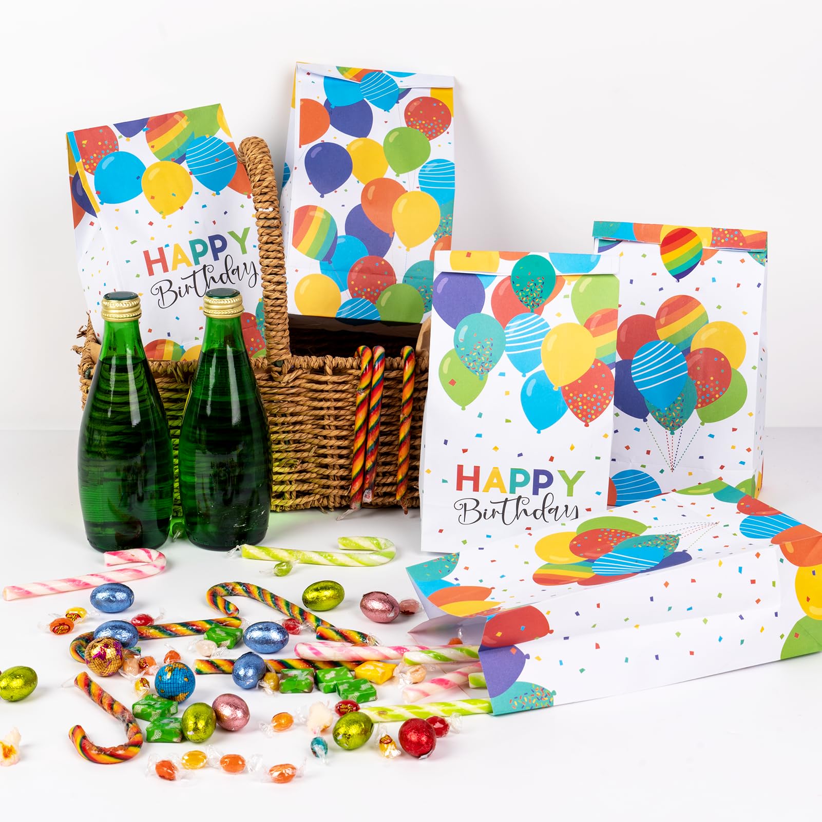 DECORLIFE 24PCS Birthday Party Favor Bags with Stickers - 4 Styles Kids Goodie Bags for Boys & Girls Birthday Celebrations | Perfect for Classroom Treats, Party Favors, Halloween & Christmas Gift Bags