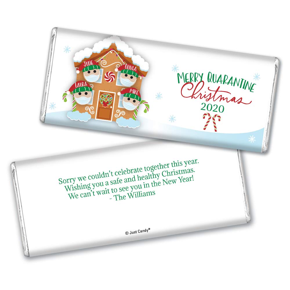 36 Count Personalized Christmas Chocolate Bars - Custom Holiday Candy for Gifts, Stocking Stuffers & Family Treats (Perfect for Quarantine Family of 4 in 2020)