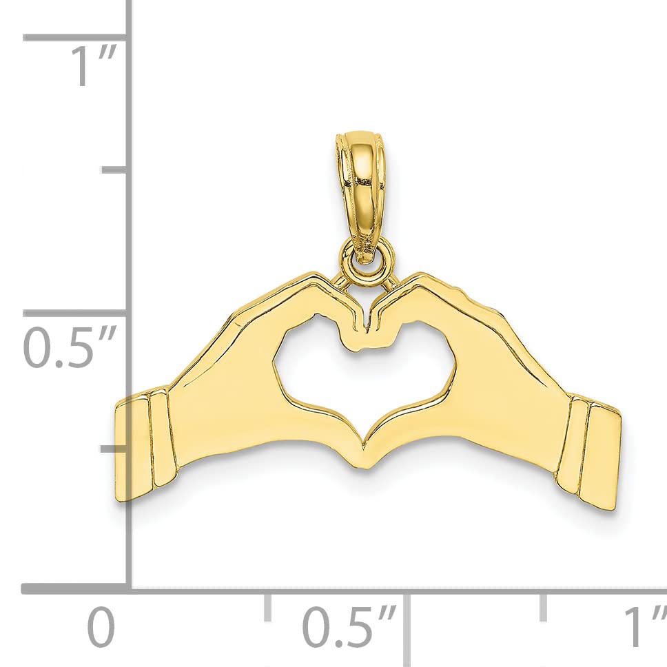 10K Yellow Gold Heart Hands Charm Pendant - Perfect for Valentine's Day Gifts, Anniversary Presents & Romantic Jewelry