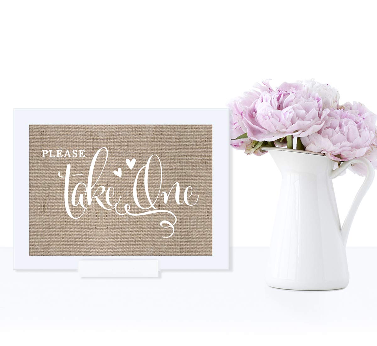 5x7-inch Andaz Press Wedding Framed Party Sign - Rustic Burlap Printed Cardstock with 'Please Take One' Design - 1-Pack Includes Frame - Perfect for Wedding Receptions, Bridal Showers & Country-Themed Events