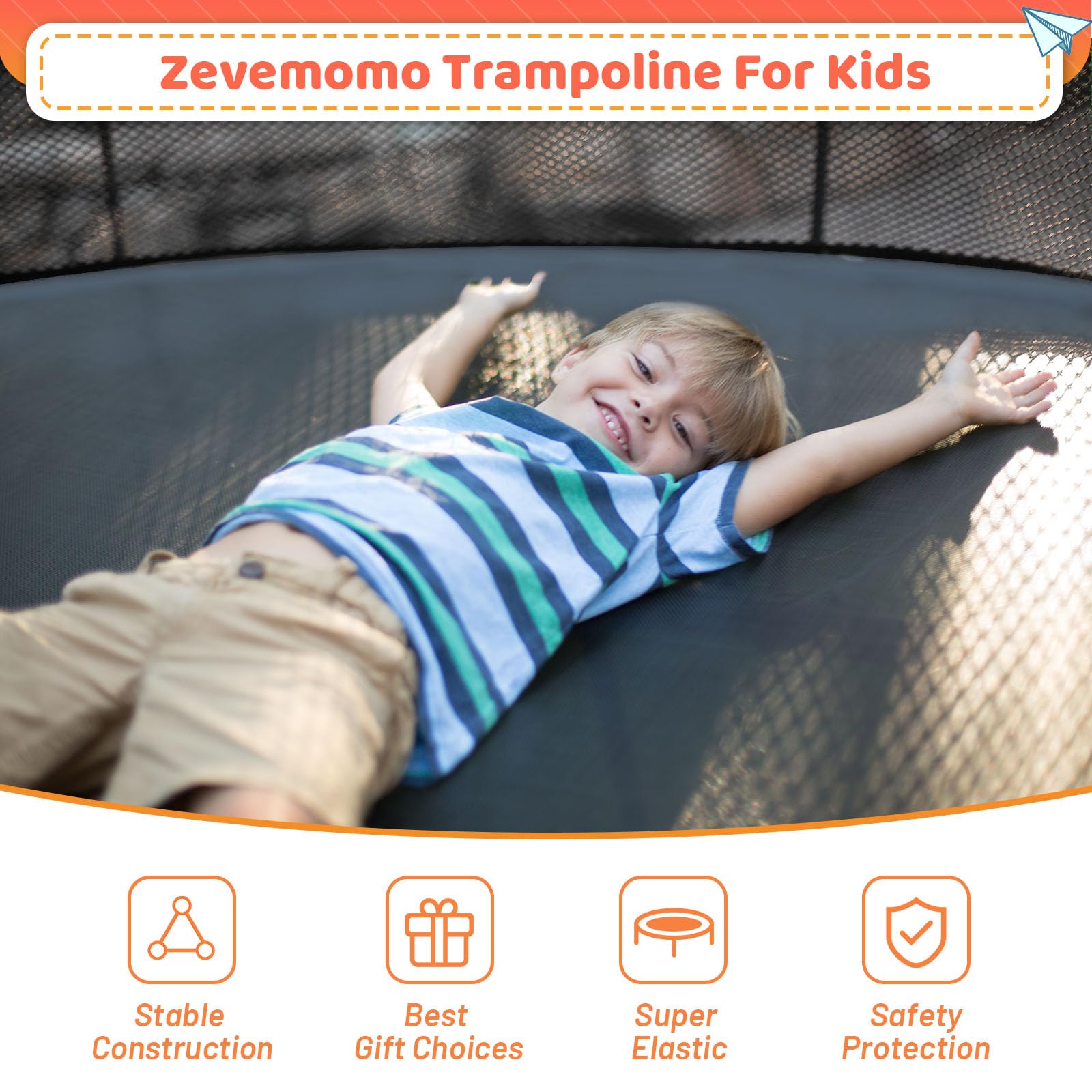 8FT 10FT 12FT 14FT 16FT Outdoor Trampoline for Kids & Adults - Pumpkin Shape with Safety Net, Ladder & Coated Metal Frame - ASTM Approved Large Backyard Trampoline for Family Fun, Birthday Parties & Outdoor Exercise
