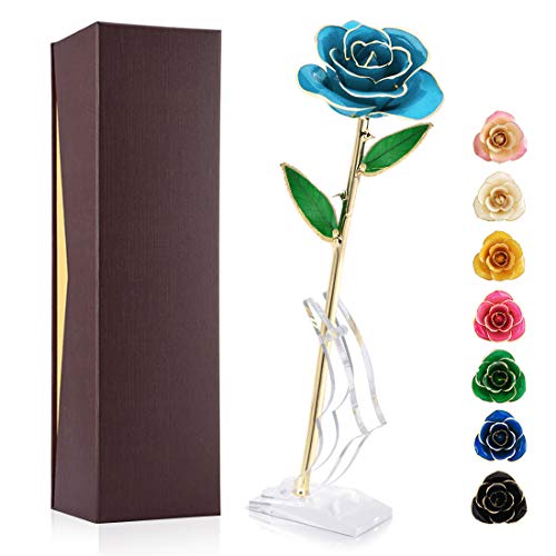 Sky Blue Rose With Stand
