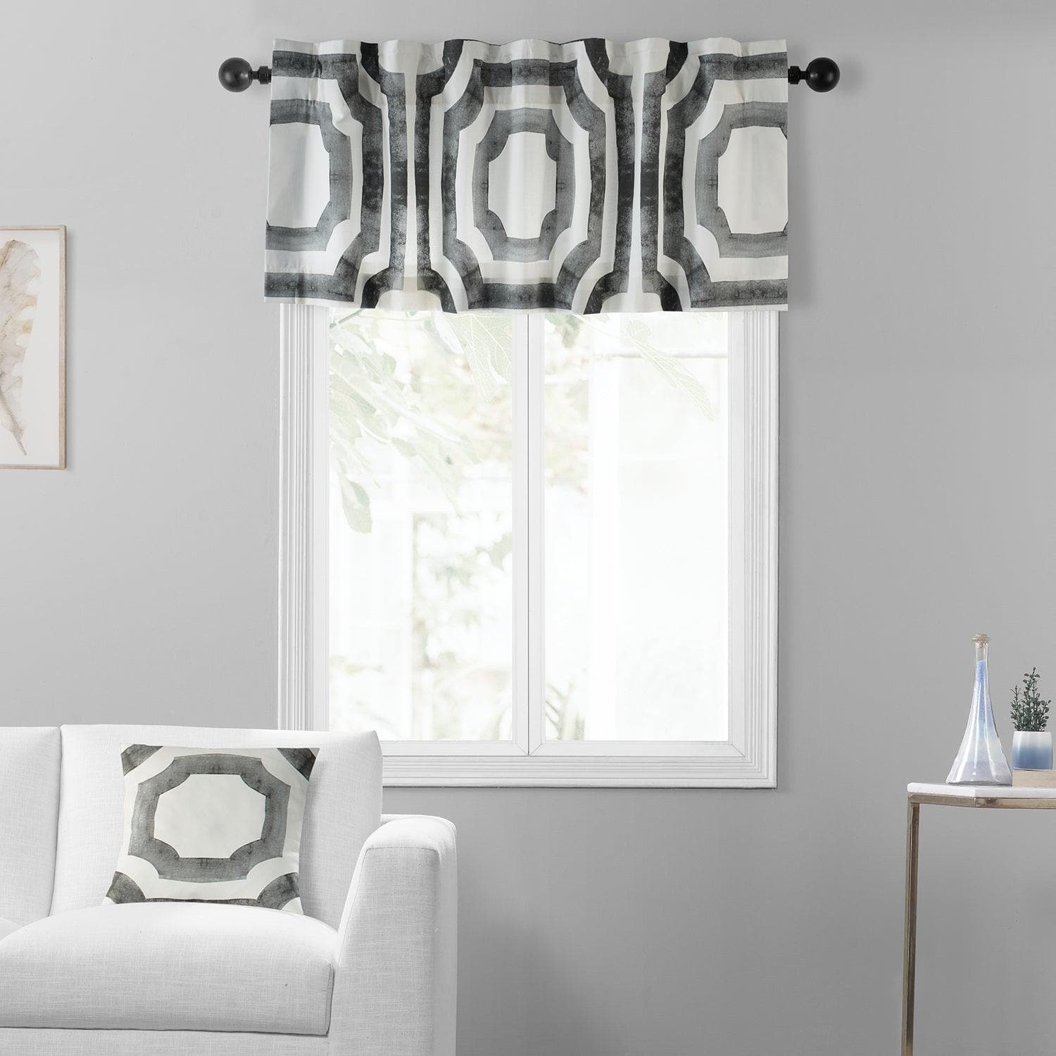 Mecca Steel Emblem Printed Cotton Window Valance - Elegant Home Decor for Living Room & Bedroom - Perfect for Curtain Toppers & Window Treatments