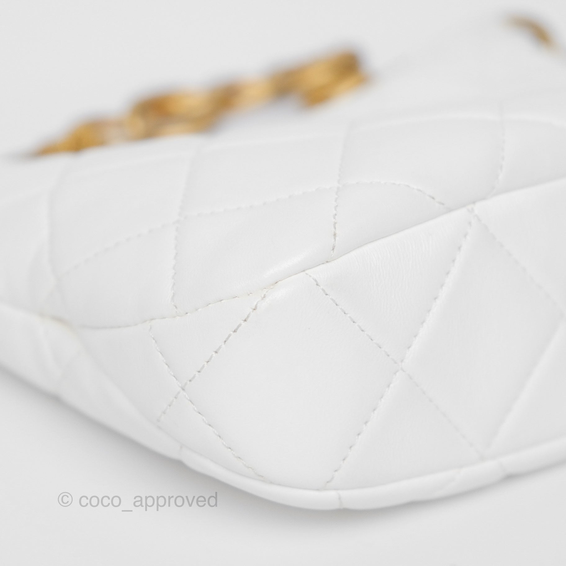 Chanel Quilted Lambskin Chain Hobo Bag in White with Aged Gold Hardware | Luxury Shoulder Bag for Women | Perfect for Parties, Weddings & Everyday Elegance