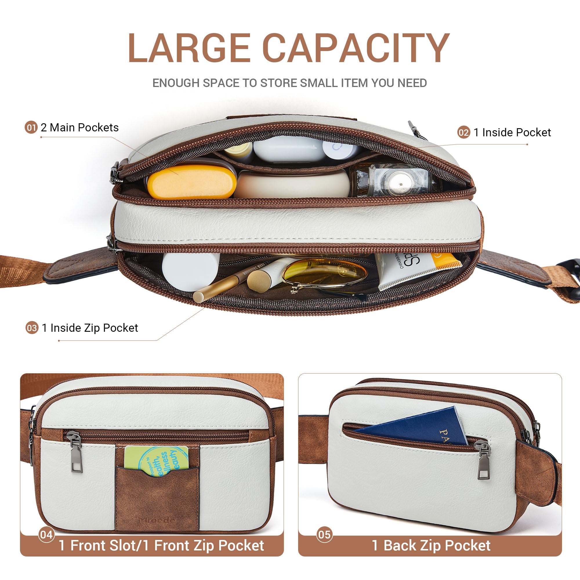Anti-Theft Crossbody Sling Bag for Women & Men - 5 Pocket Fanny Pack, Chest Daypack, Travel Purse - Perfect for Hiking, Commuting & Daily Use