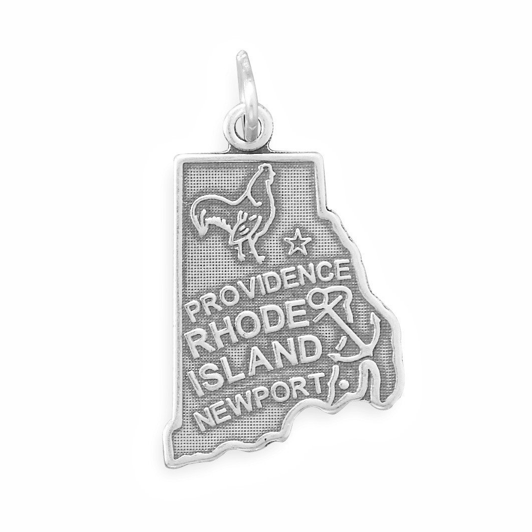 .925 Sterling Silver Rhode Island State Charm Pendant - Handmade Jewelry for Necklace, Bracelet & Gift - Perfect for Travel Souvenirs, State Pride & Special Occasions