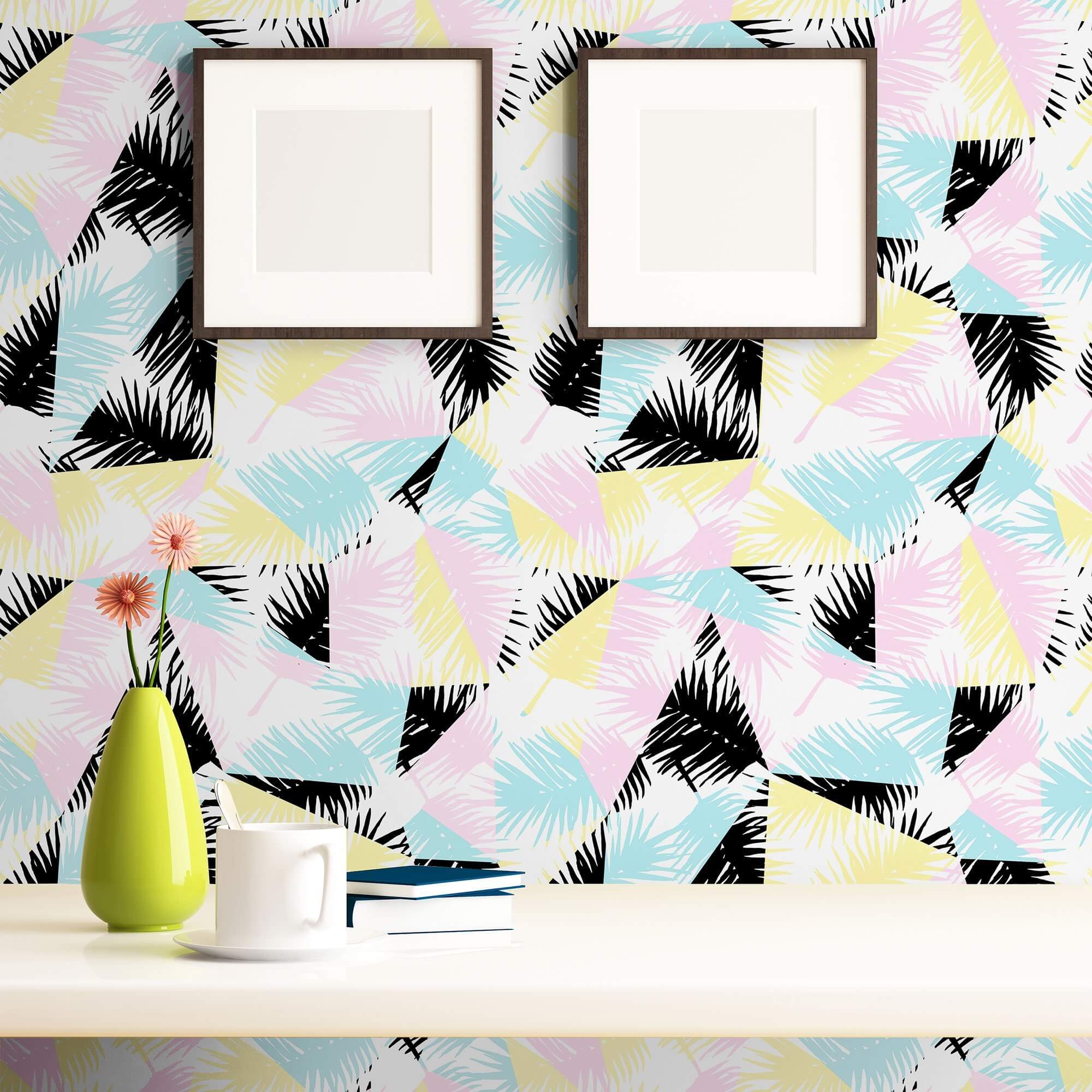 White and Yellow Geometric Peel and Stick Removable Wallpaper - Self-Adhesive Wall Decor for Teens Room, Bedroom, Dorm, Nursery - Easy to Apply & Remove