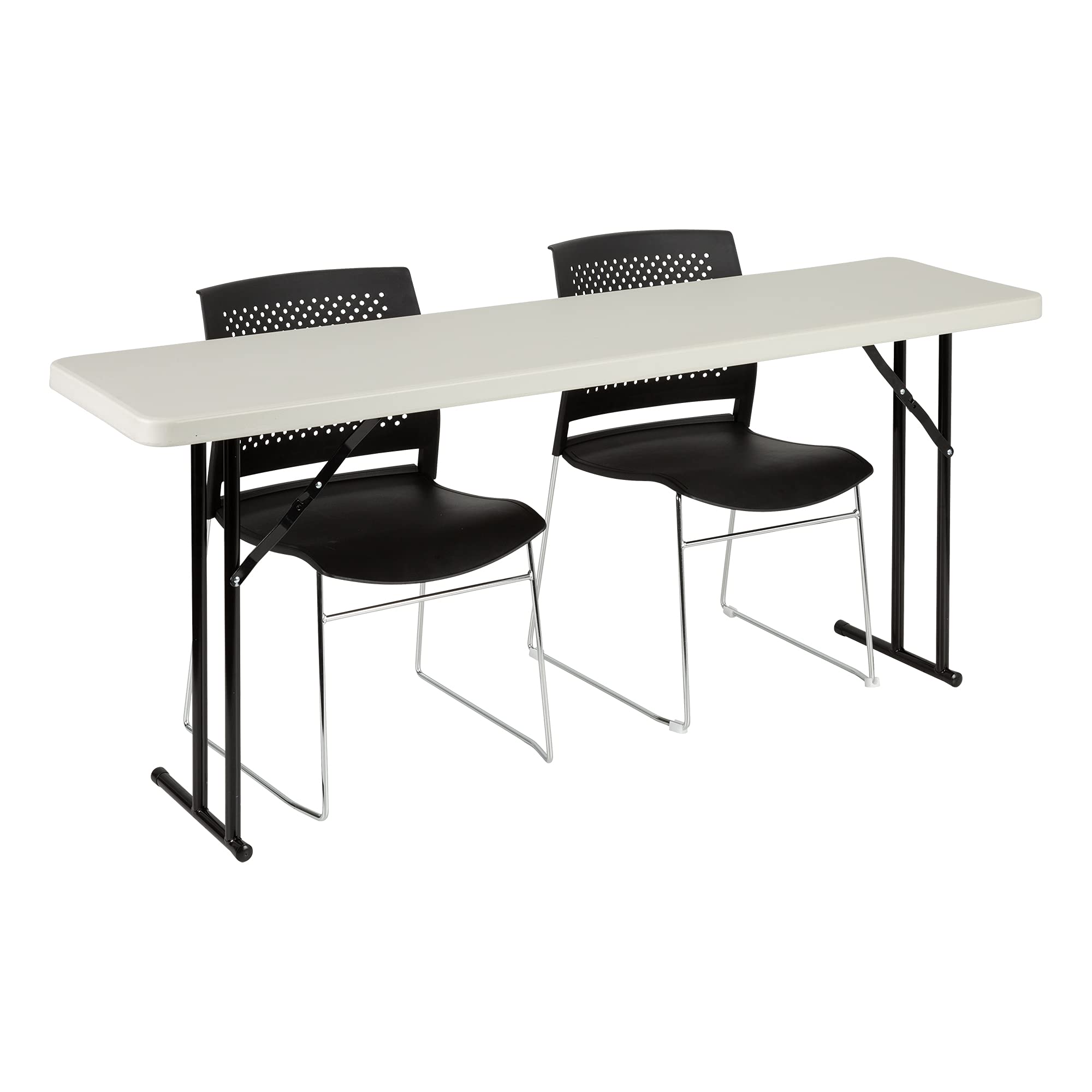 Norwood 6ft Folding Table Indoor Outdoor - Heavy Duty Blow Molded Plastic Training & Event Table, Rectangular Foldable Table in Gray - Perfect for Classrooms, Parties, and Outdoor Events