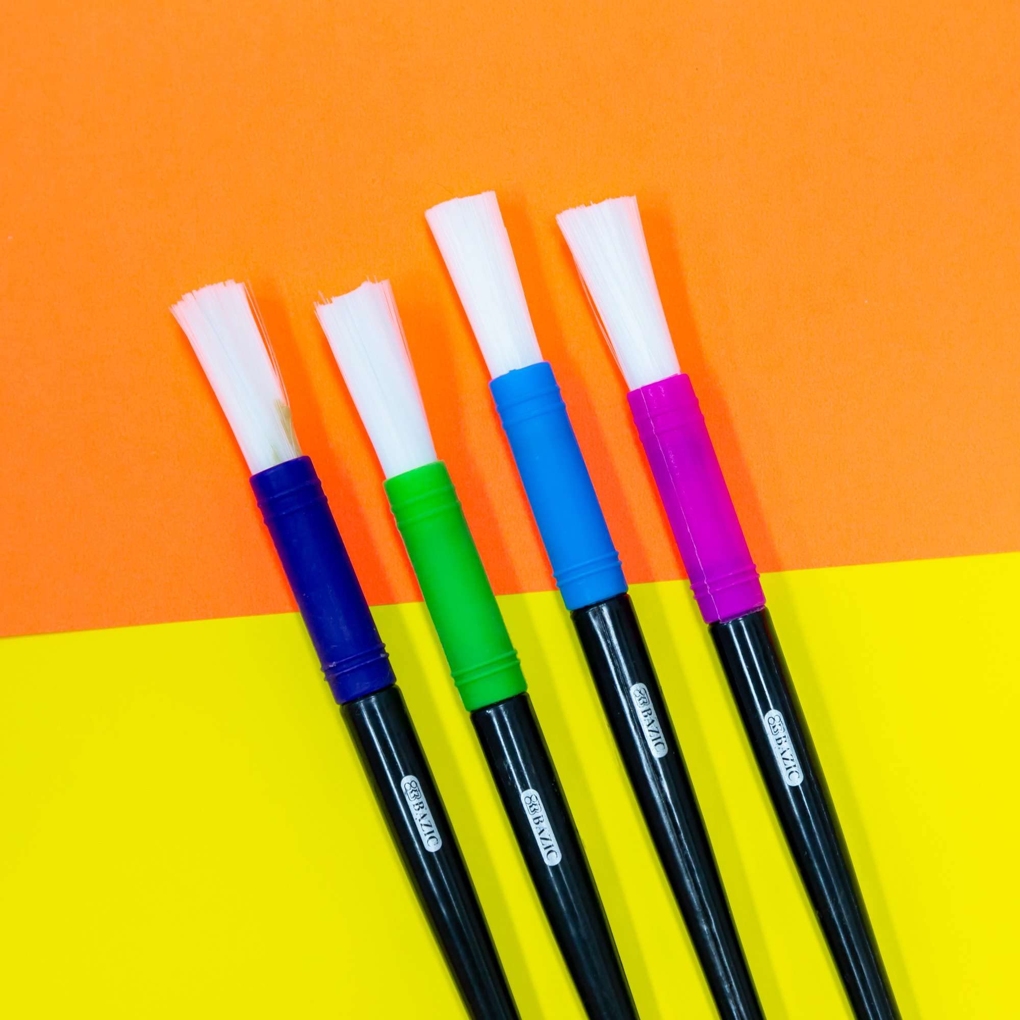 BAZIC 4-Pack Round Nylon Bristle Paint Brushes Set for Acrylic, Oil, Watercolor & Gouache Painting - Jumbo Artist Brushes for Kids & Adults (144-Packs) - Perfect for Art Classes, DIY Projects & Creative Gift Giving