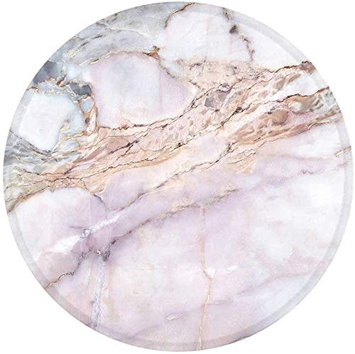 Non-Slip Rubber Base Round Mouse Pad with Stitched Edge - Anti-Skid Gaming & Office Desk Mat for Computers, Laptops - Pink Marble Design for Work, Gaming & Home Office Use